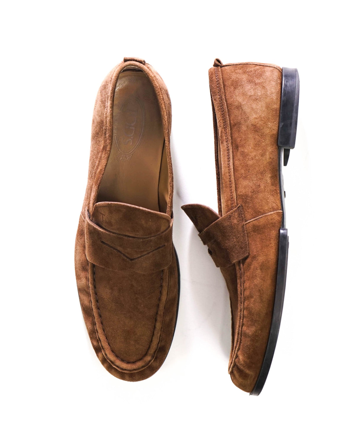 $925 TOD'S - Brown Suede Penny YSL Loafers - US 12 (11UK)