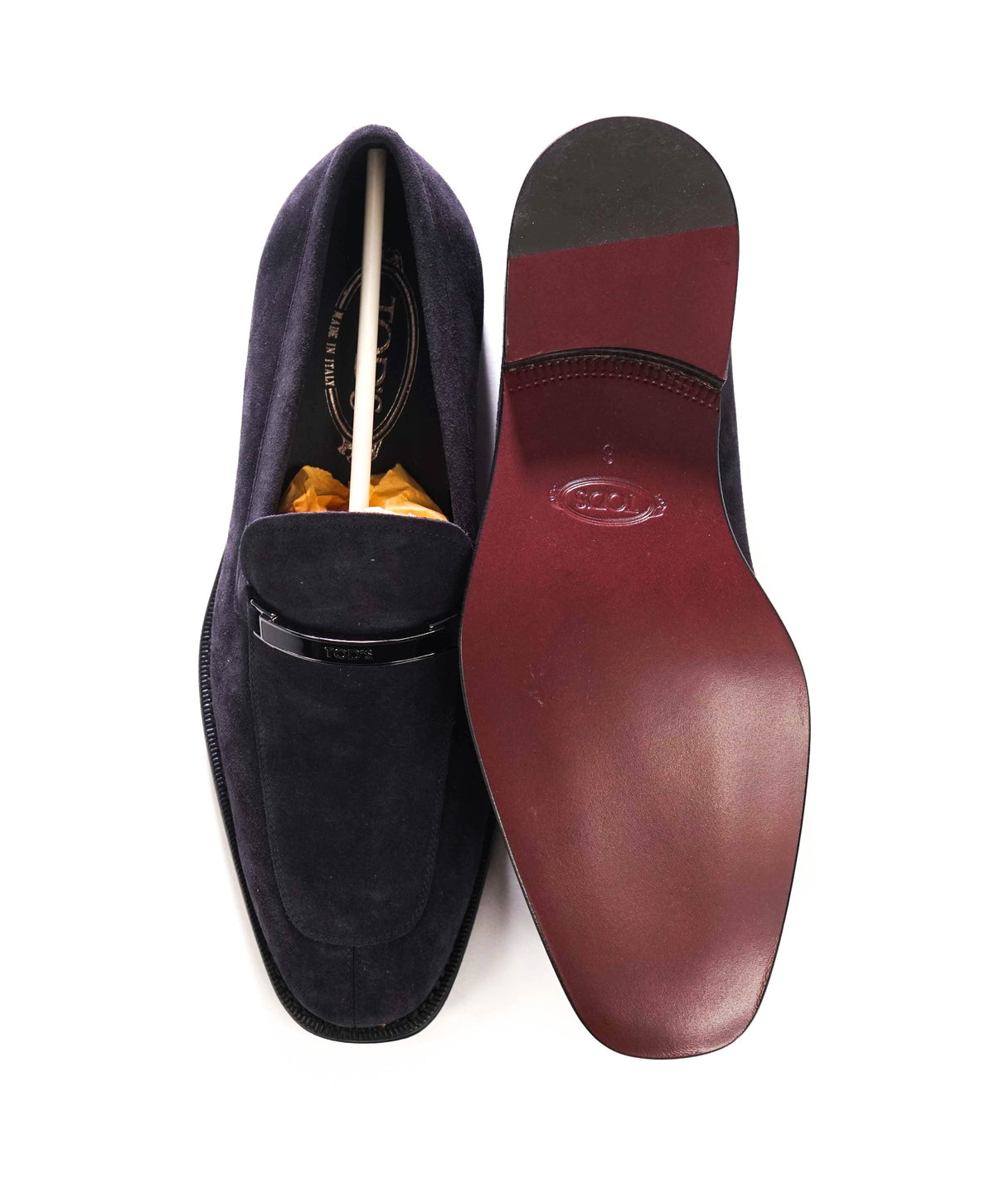$925 TOD'S - Navy Blue Suede Lug-Sole Loafers - US 7 (6UK)