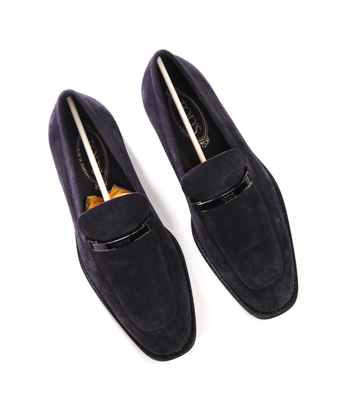 $925 TOD'S - Navy Blue Suede Lug-Sole Loafers - US 7 (6UK)