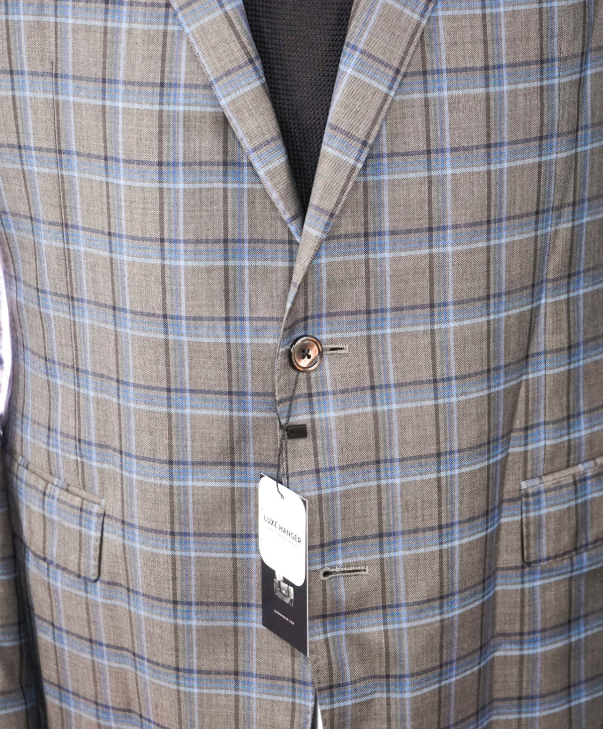 $995 SAMUELSOHN For SFA - Gray/Blue Plaid Wool Blazer - 44L