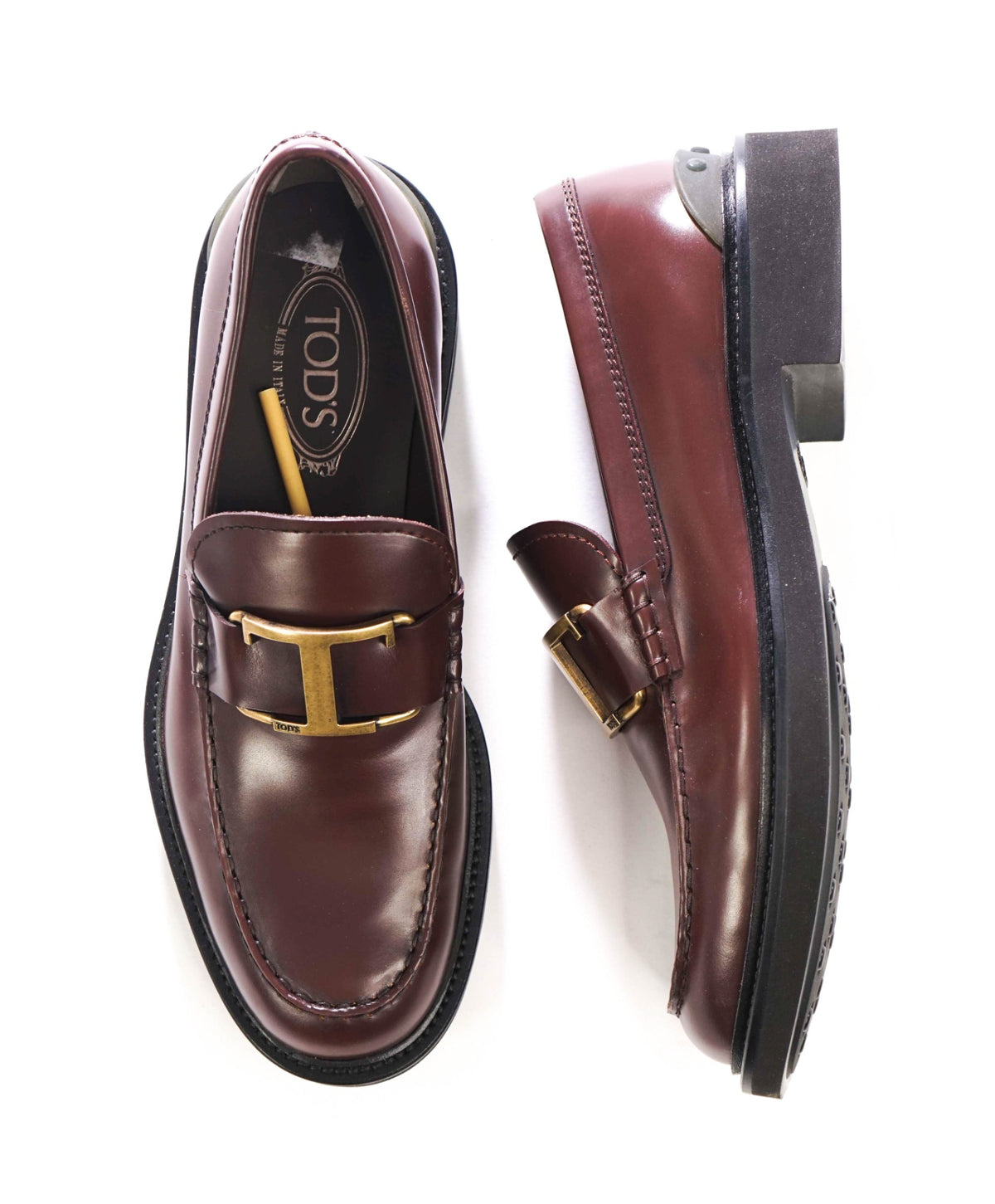 $850 TOD'S - Brown Leather Lug-Sole Loafers - US 8 (7UK)