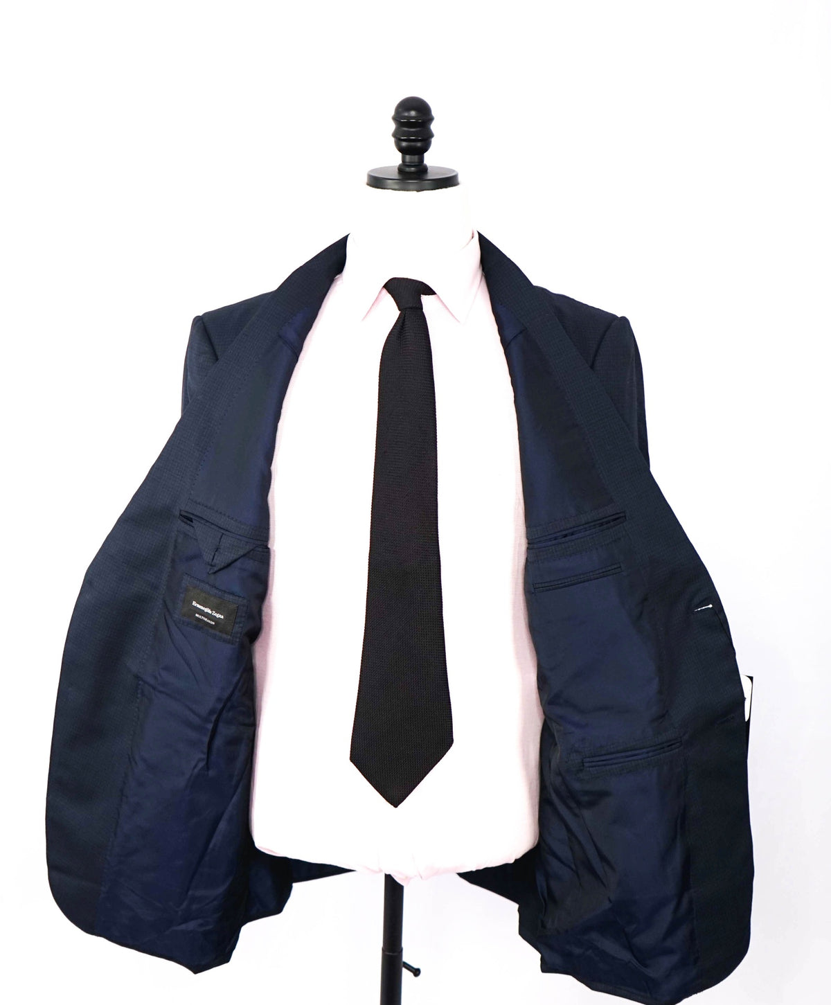 $2,895 ZEGNA -"MULTISEASON" Navy Micro Check Wool Blazer- 44R