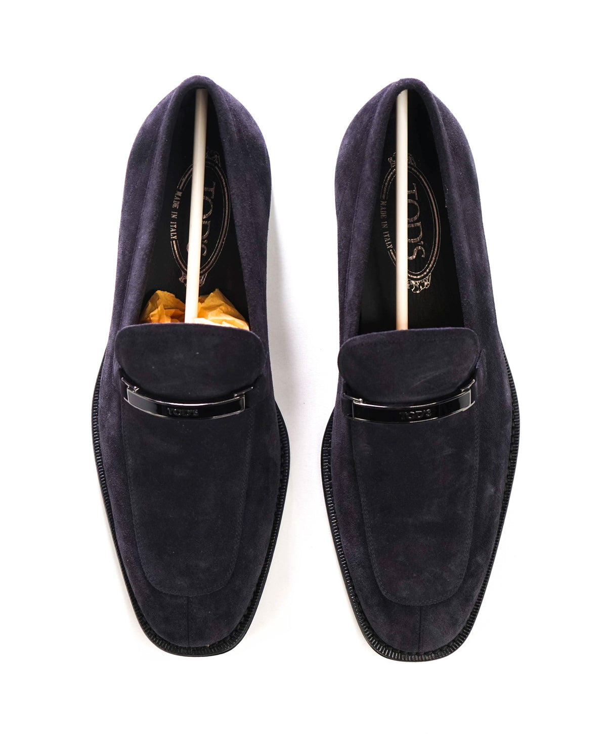 $925 TOD'S - Navy Blue Suede Lug-Sole Loafers - US 7 (6UK)