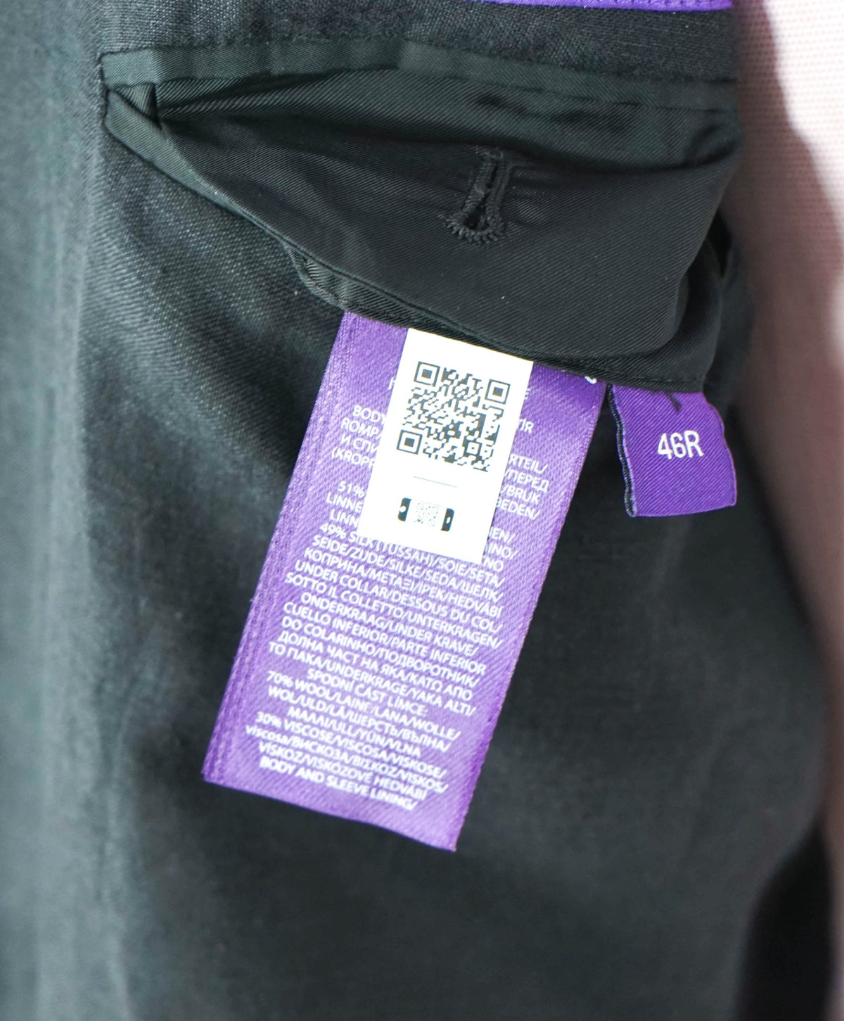 $2,995 RALPH LAUREN PURPLE LABEL - Black Linen/Silk Blazer - 46R