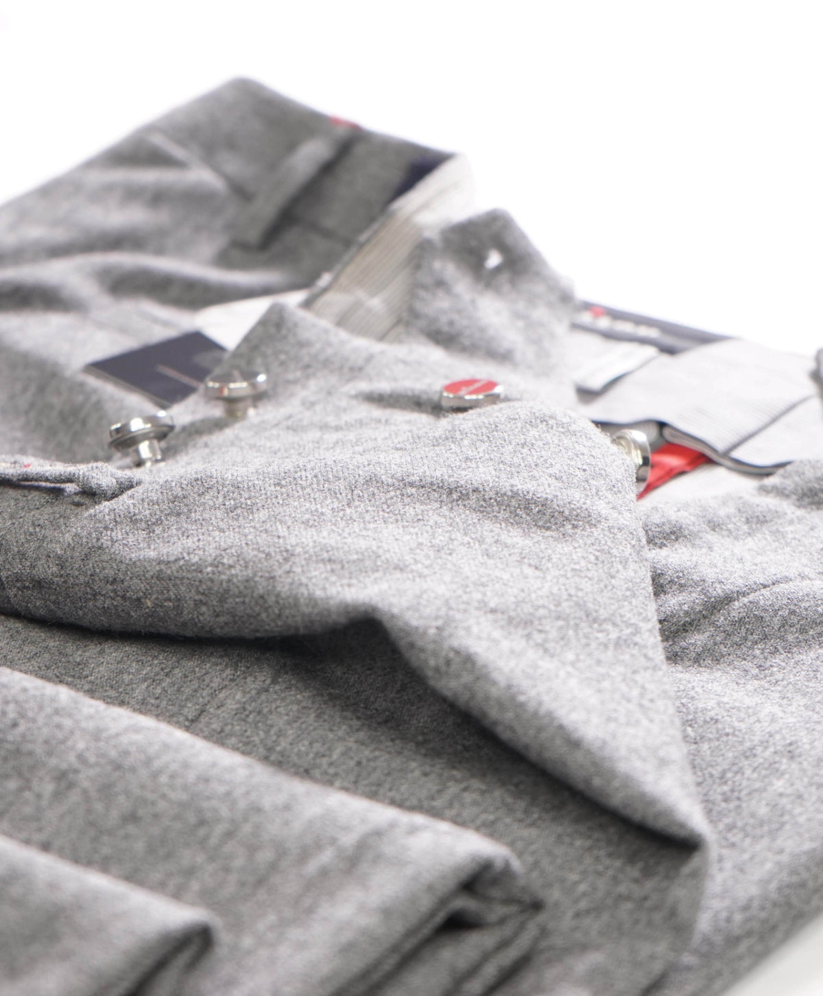 $1,995 KITON - Gray Flannel Skinny Wool Dress Pants - 37W