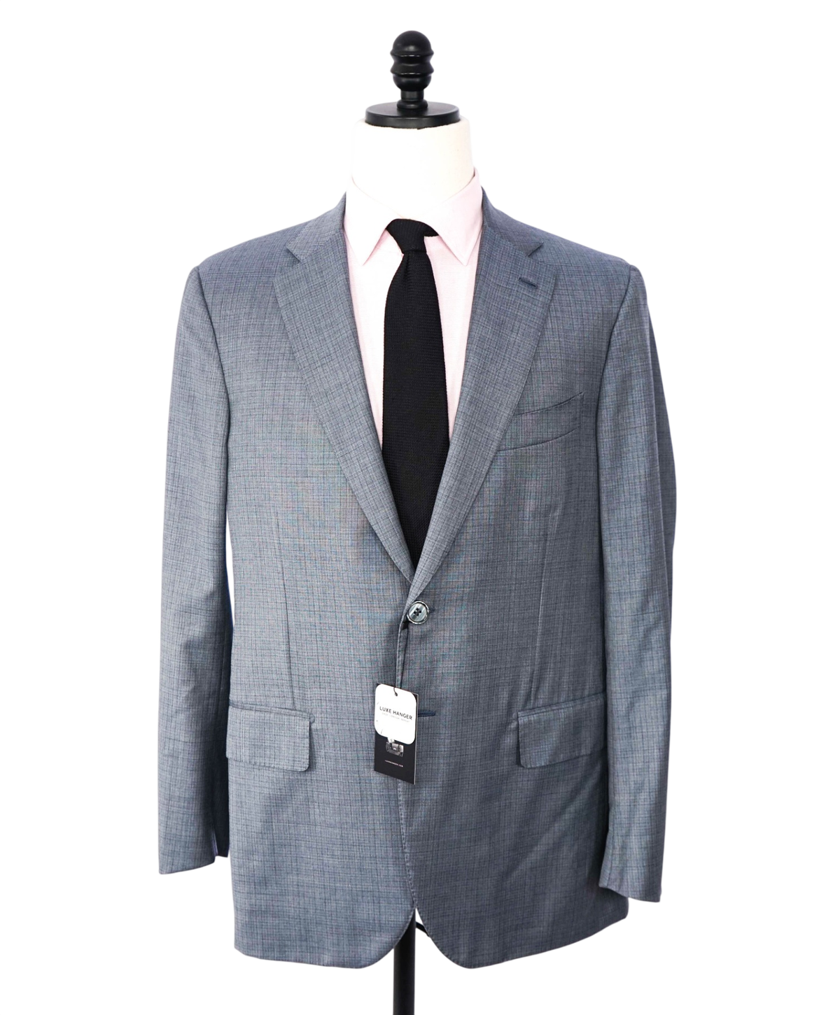 $3,295 ISAIA - Steel Blue Check Wool Blazer - 44R