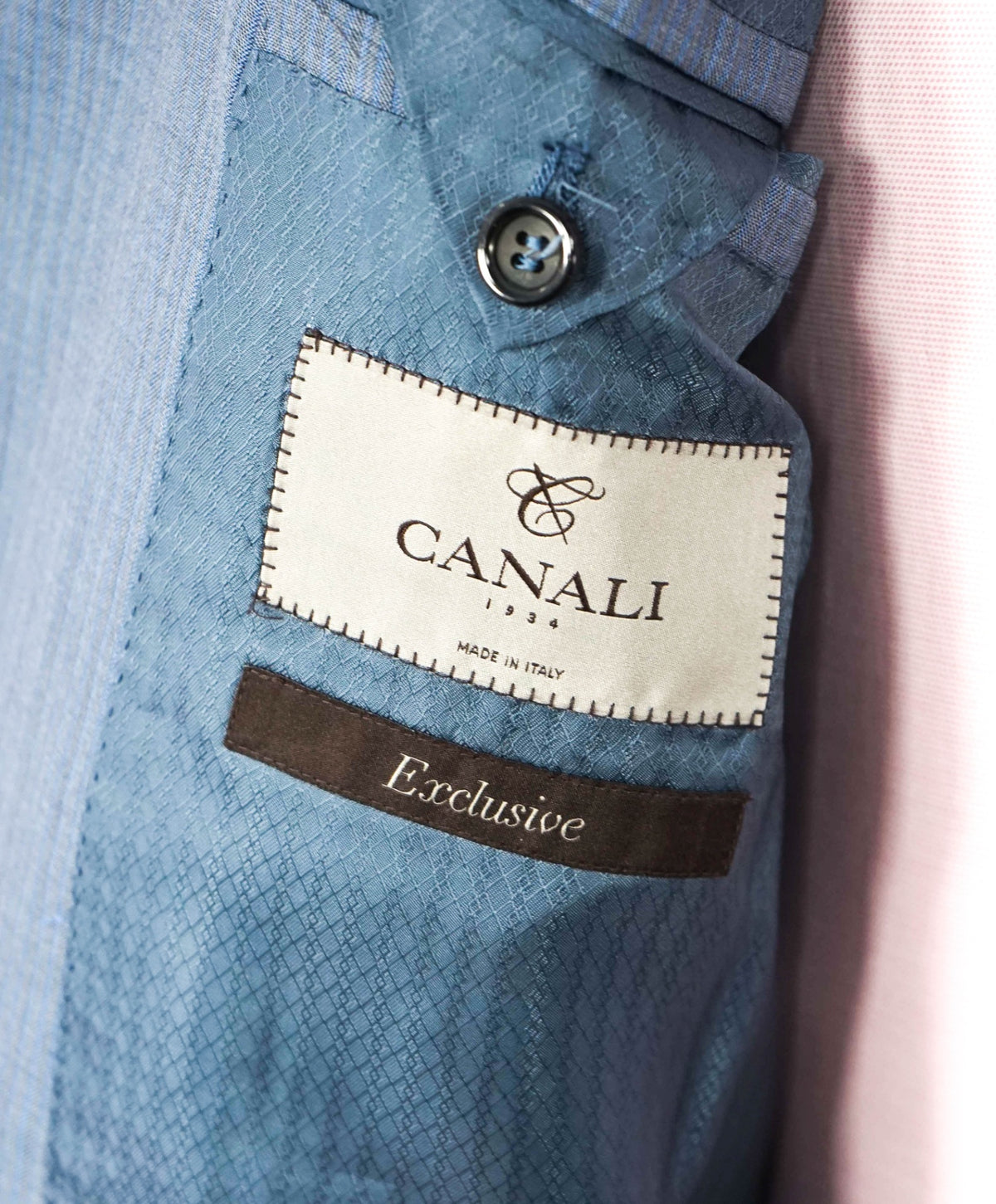 $3,000 CANALI - "EXCLUSIVE" Blue/Gray Stripe Wool/Silk Suit - 44R