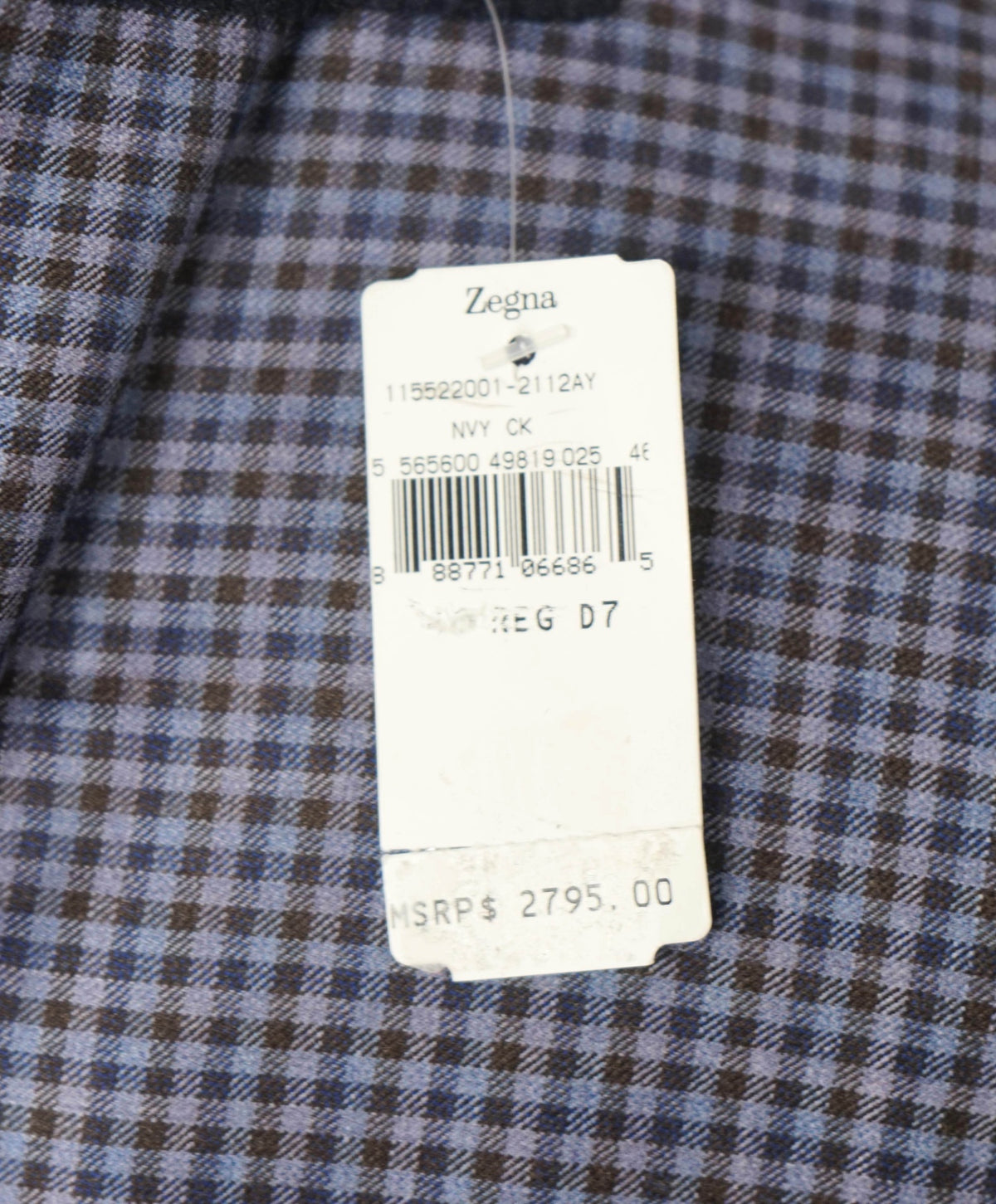 $2,795 ZEGNA - Blue Purple Gingham Wool Blazer - 46R