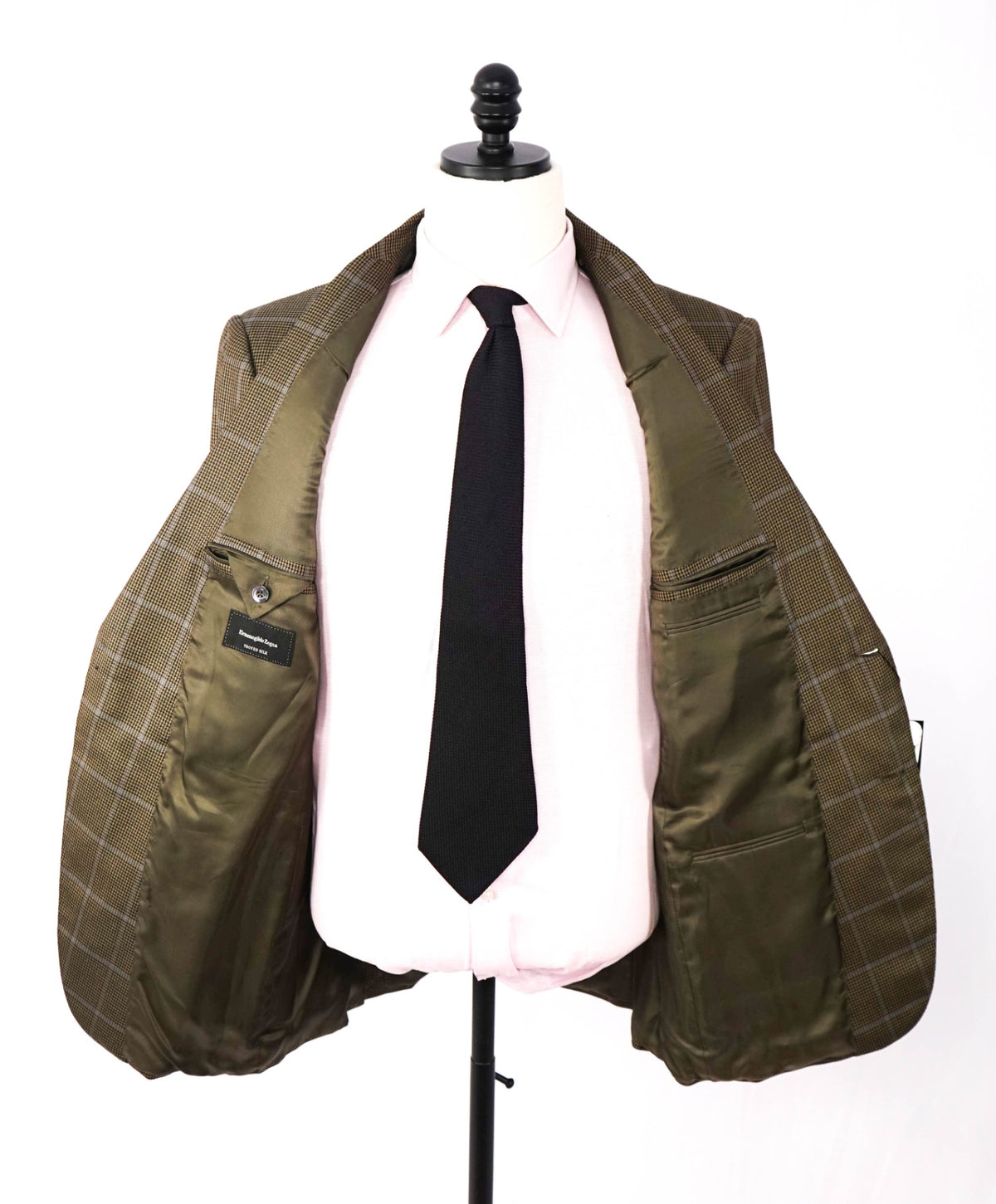 ZEGNA - Green/Brown Windowpane TROFEO SILK Blazer - 44R