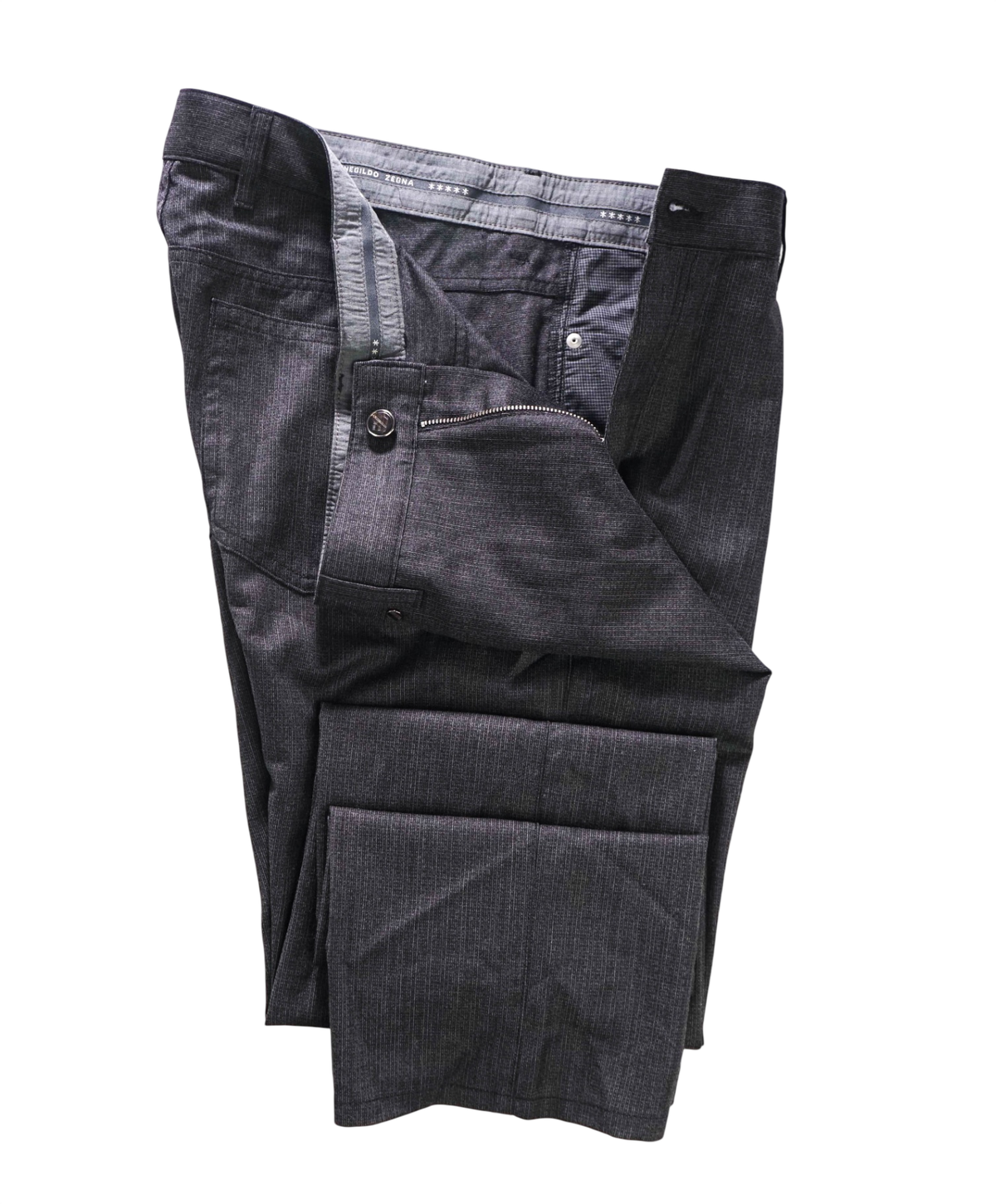 $695 ZEGNA - Dark Grey 5-Pocket Flannel Wool Pants - 40W