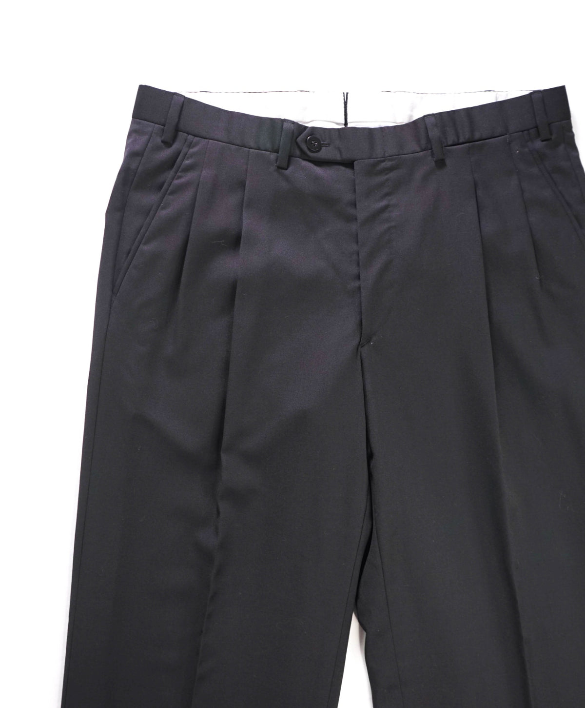 $1,095 BRIONI - Black Super 150's Wool Pleated Pants - 34W