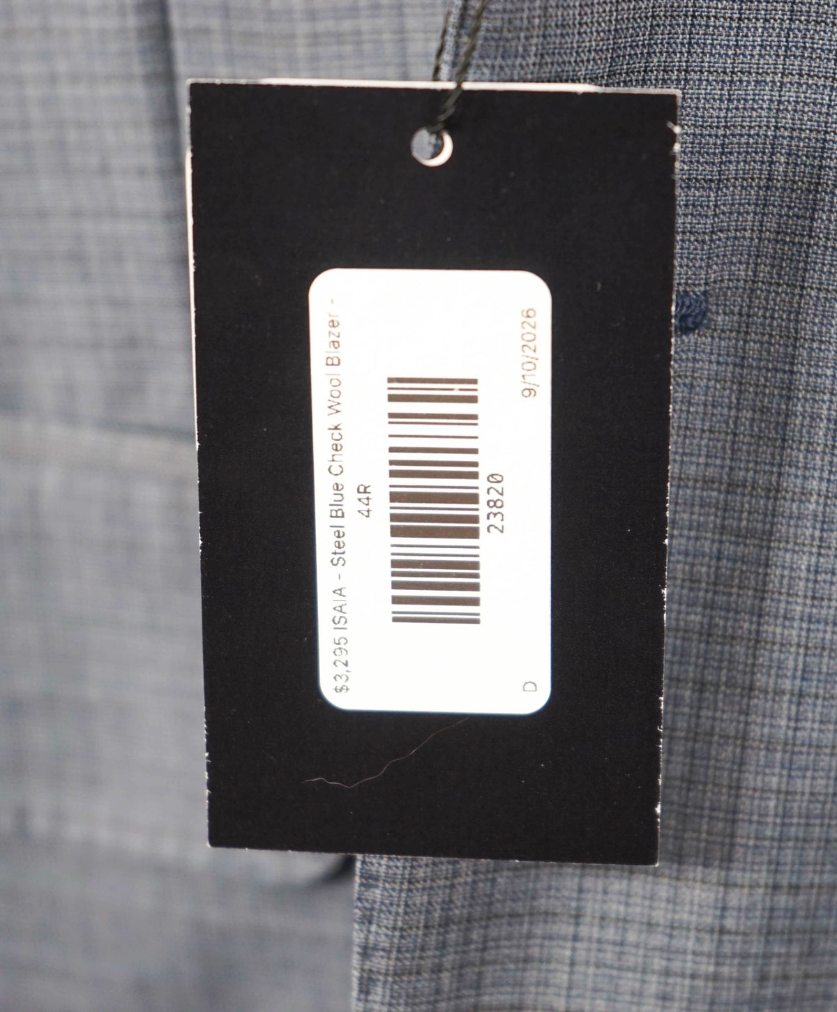 $3,295 ISAIA - Steel Blue Check Wool Blazer - 44R