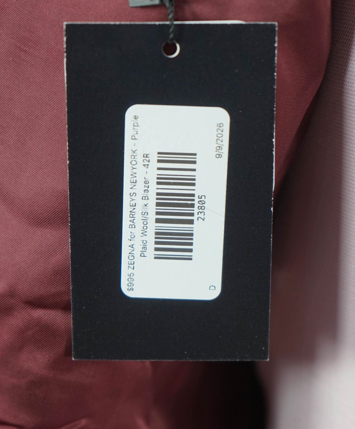 $995 ZEGNA for BARNEYS NEWYORK - Plaid Wool/Silk Blazer - 42R