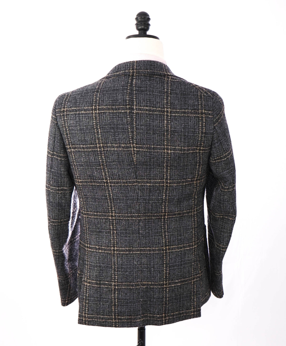 $4,500 ISAIA - Gray Plaid Wool/Lama Sport Coat - 36R