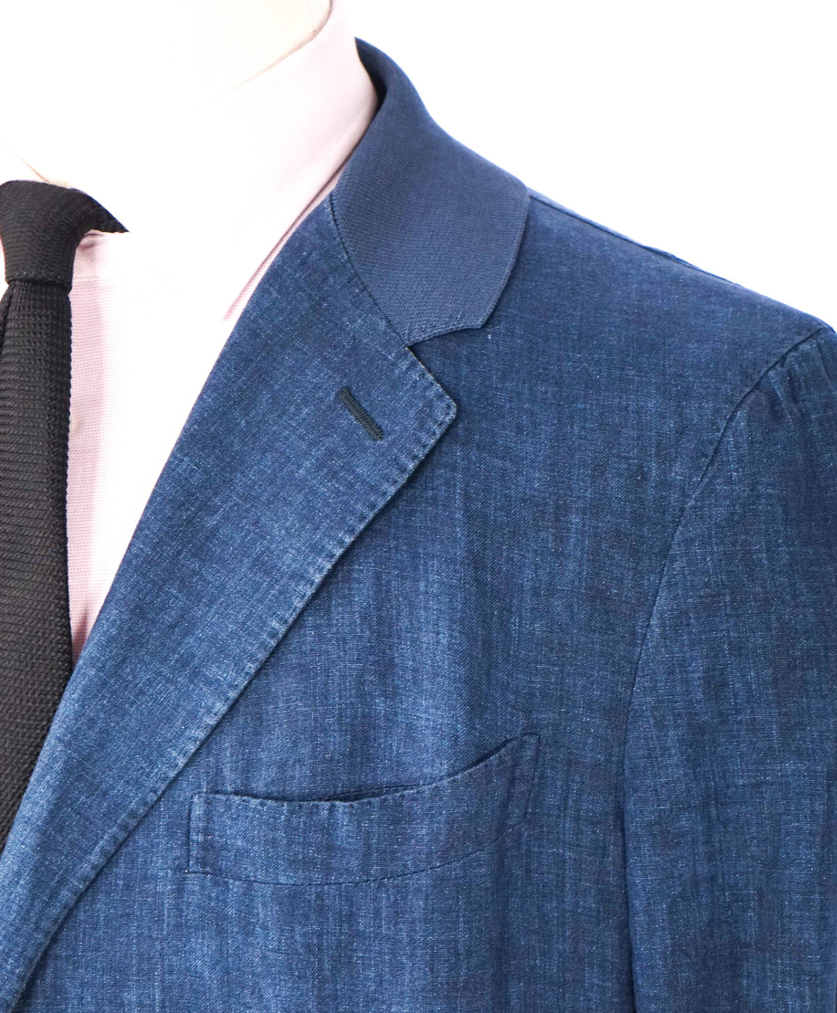 $3,750 ZEGNA - Blue Washed Distressed Pure Linen Blazer - 46R