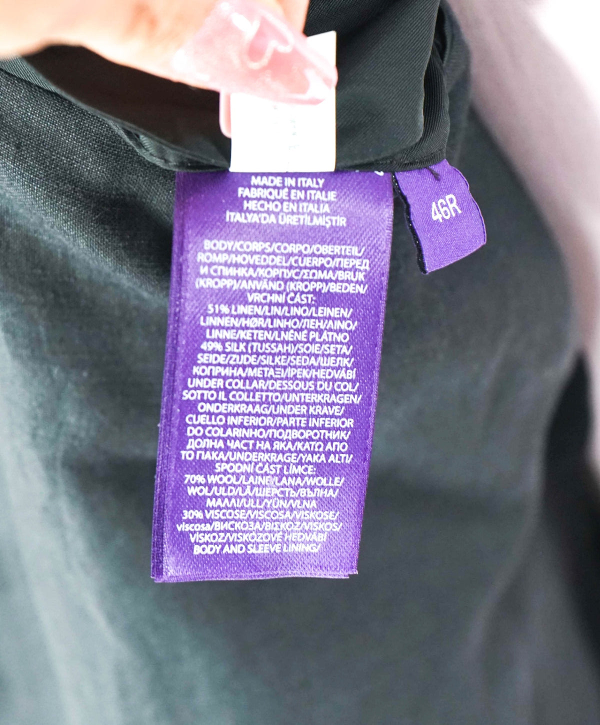 $2,995 RALPH LAUREN PURPLE LABEL - Black Linen/Silk Blazer - 46R