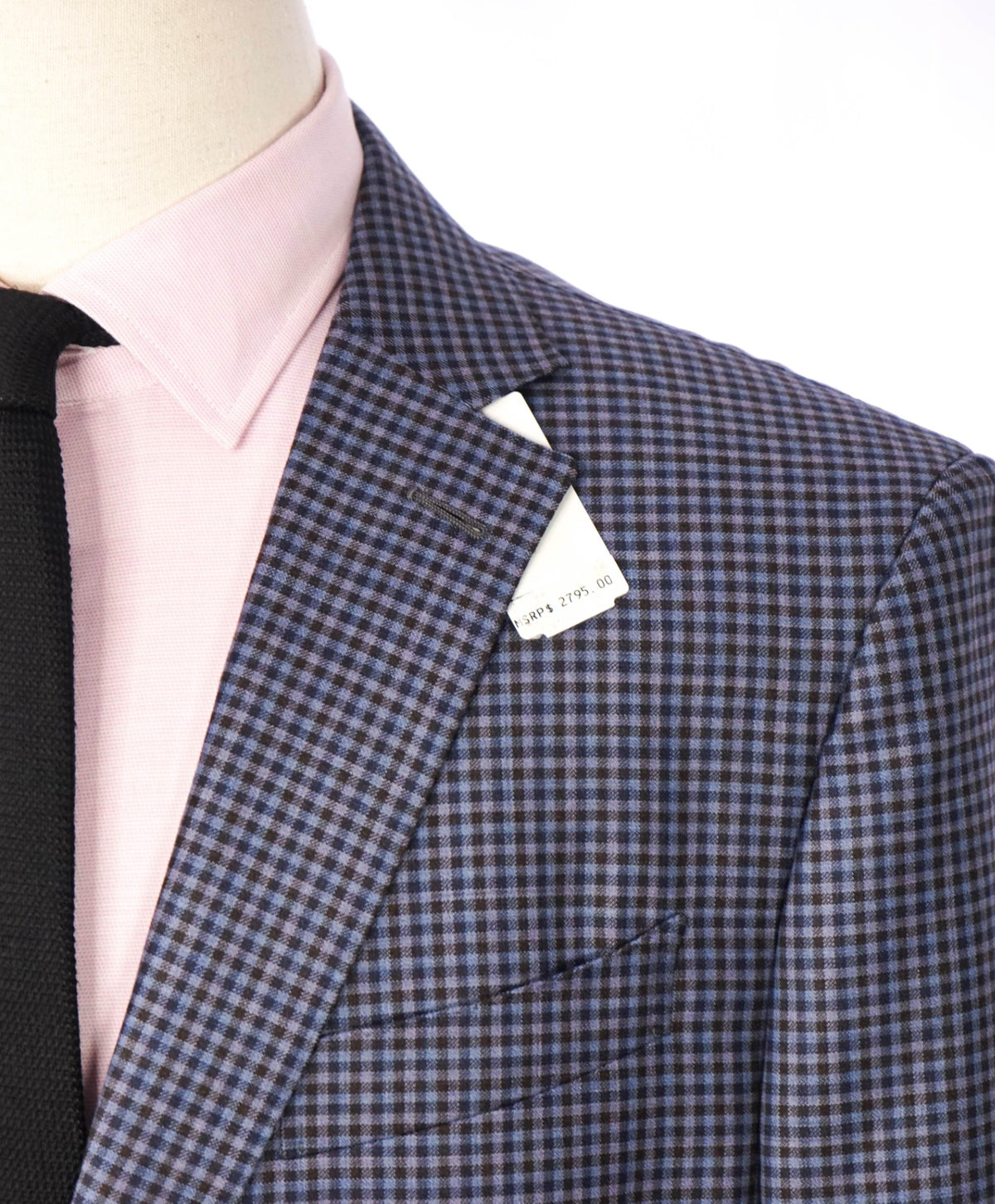 $2,795 ZEGNA - Blue Purple Gingham Wool Blazer - 46R