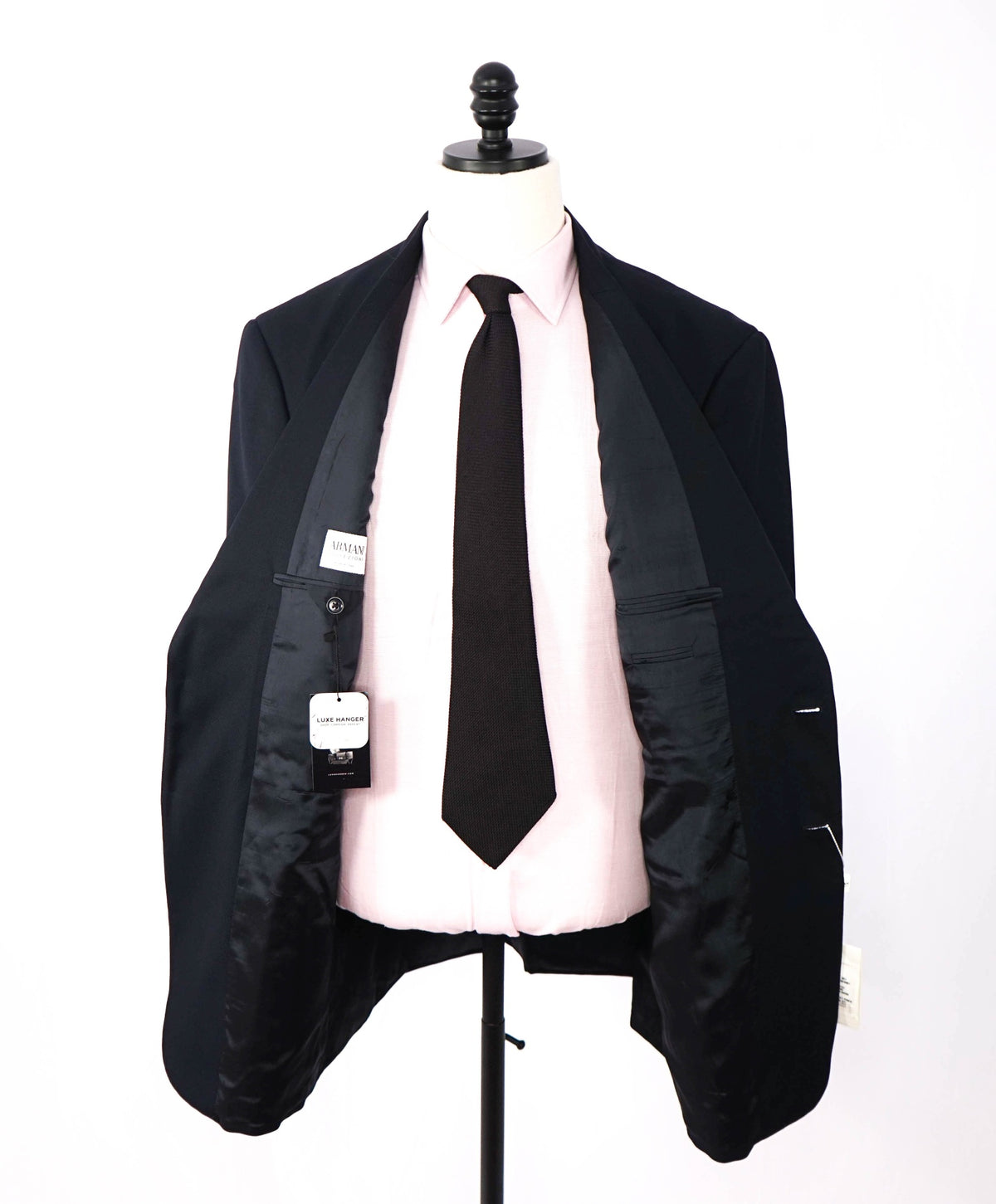 $1,595 ARMANI COLLEZIONI - Navy Blue Textured Wool Blazer - 46L