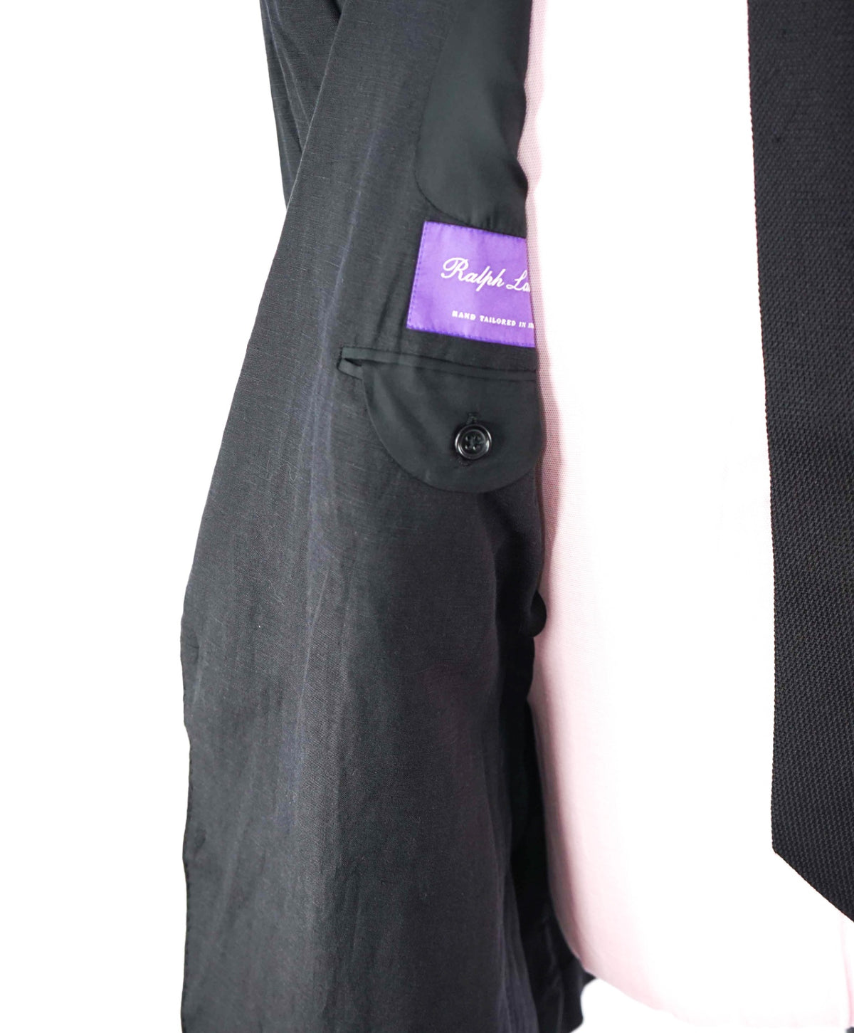 $2,995 RALPH LAUREN PURPLE LABEL - Black Linen/Silk Blazer - 46R