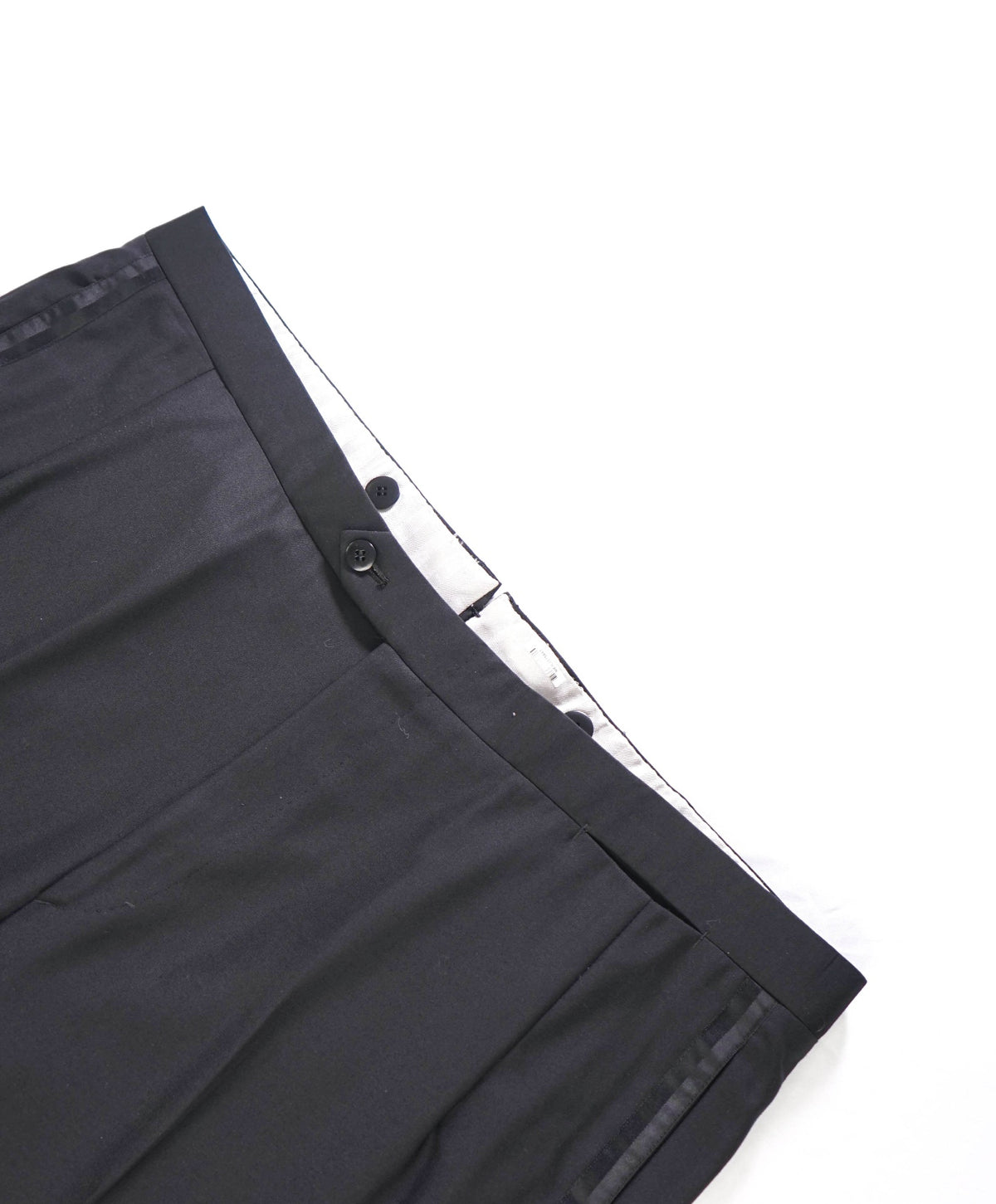 $1,295 BRIONI - Black Wool Tuxedo Pants - 40W