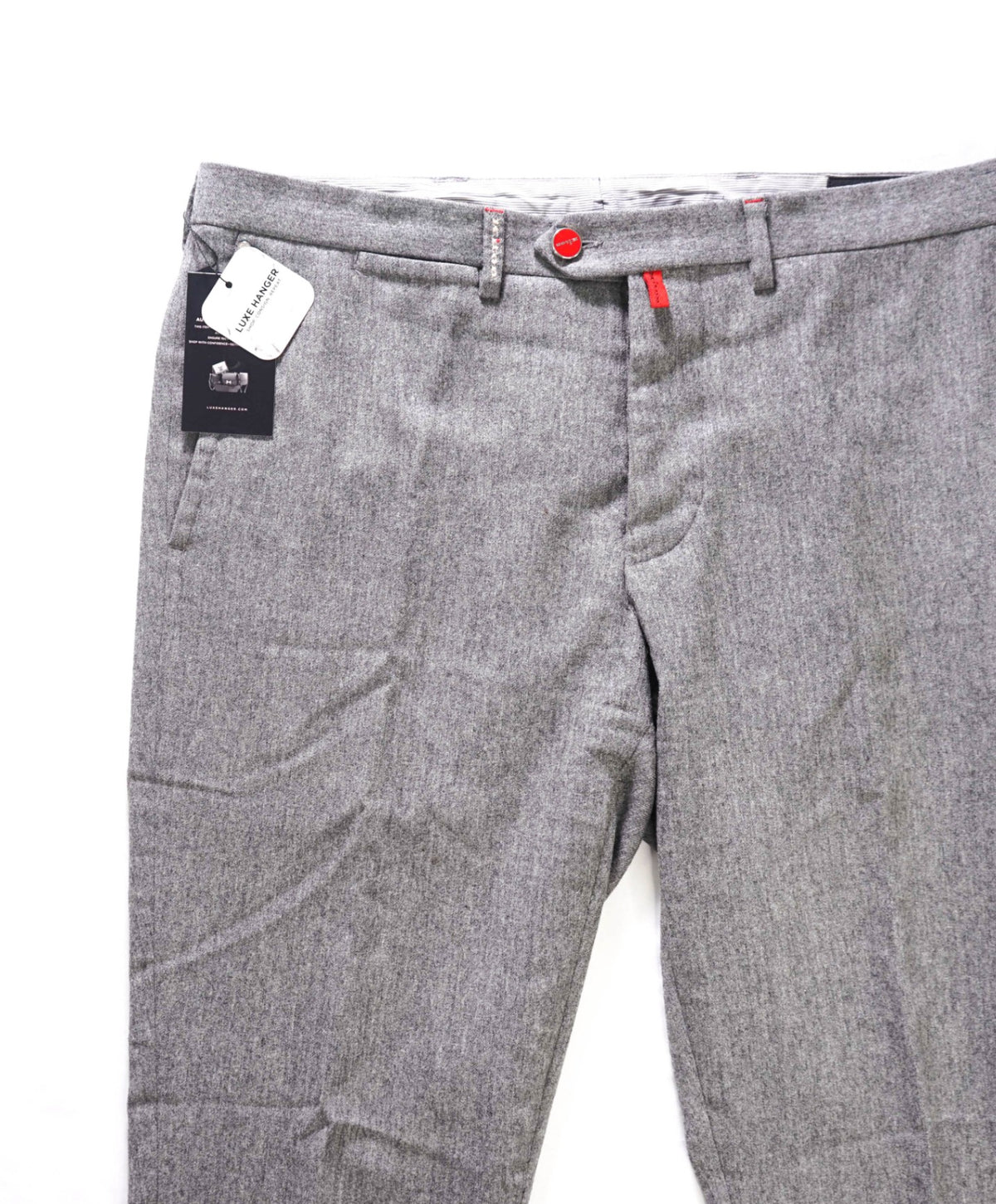 $1,995 KITON - Gray Flannel Skinny Wool Dress Pants - 37W