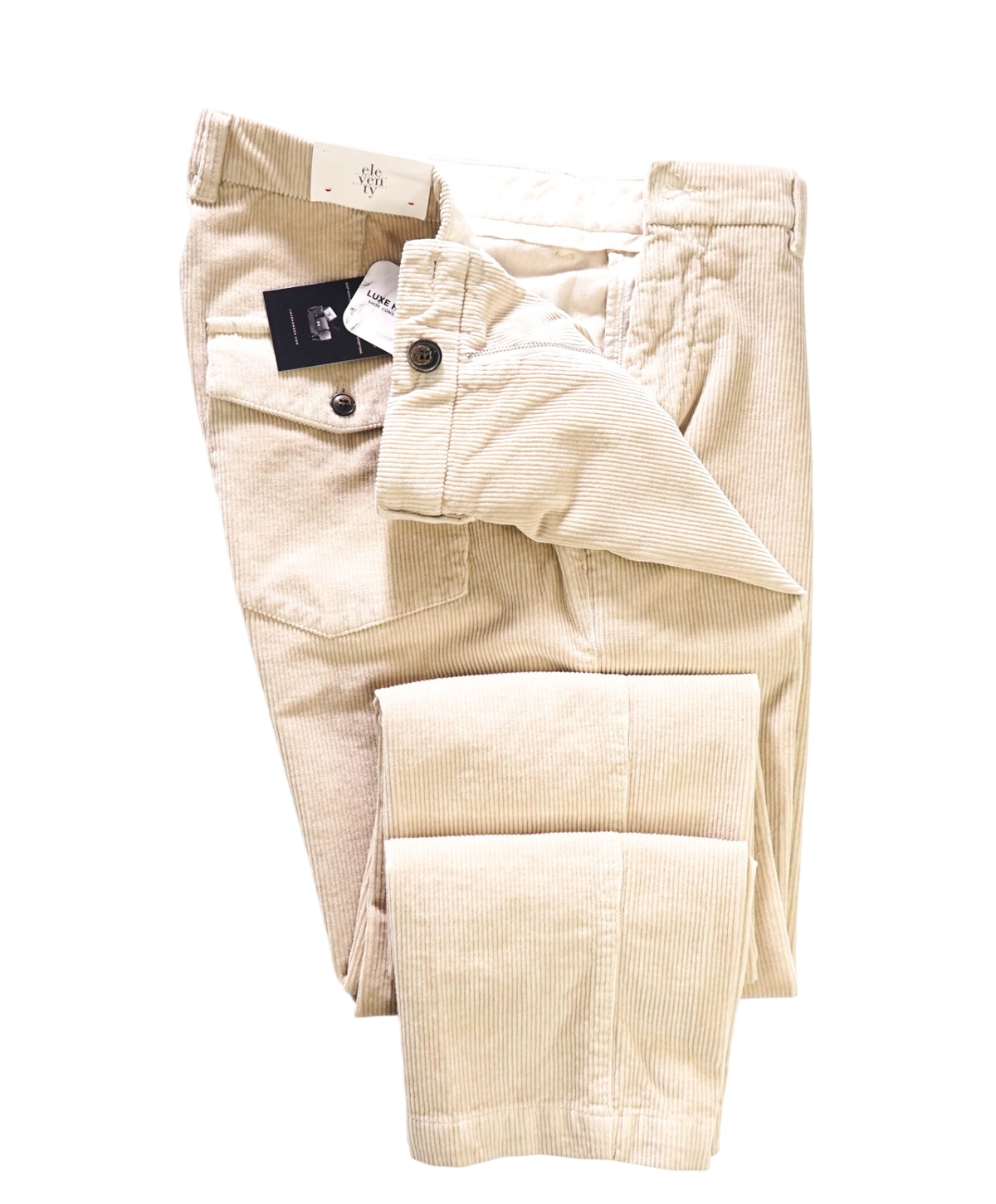 $345 ELEVENTY - Beige Corduroy Pants - 36W