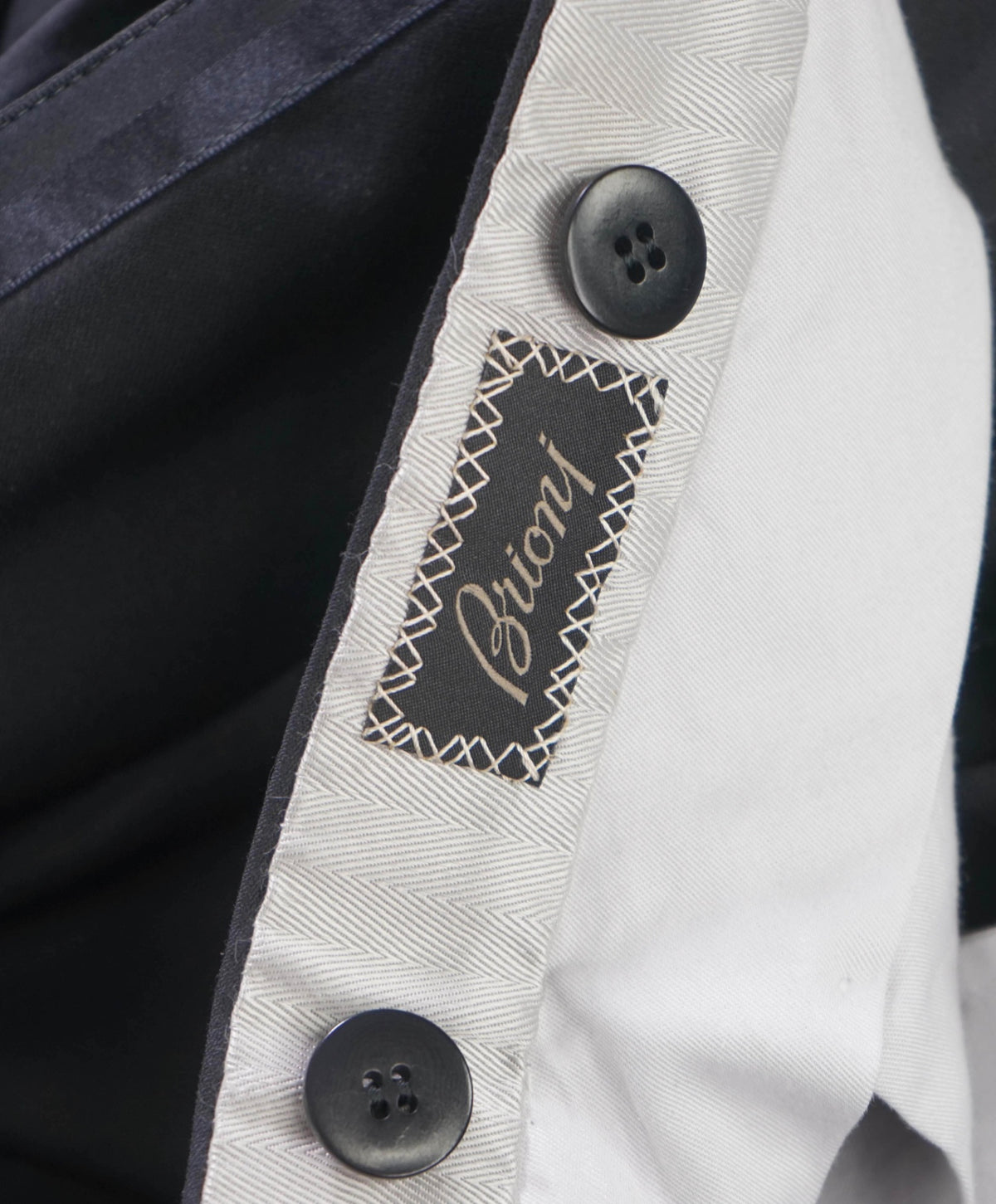 $1,295 BRIONI - Black Wool Tuxedo Pants - 40W