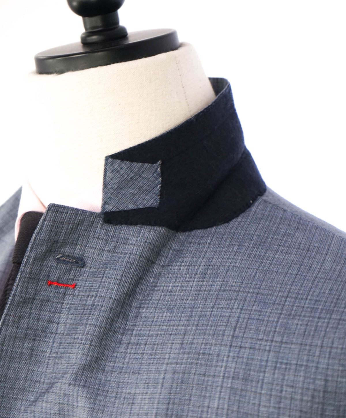 $3,295 ISAIA - Steel Blue Check Wool Blazer - 44R