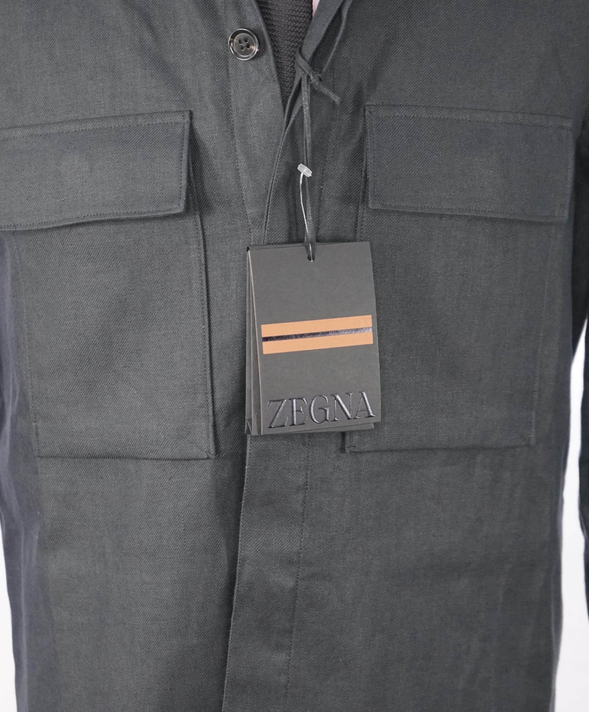 $1,690 ZEGNA - OASI Black Linen Over Shirt Chore Jacket -  S