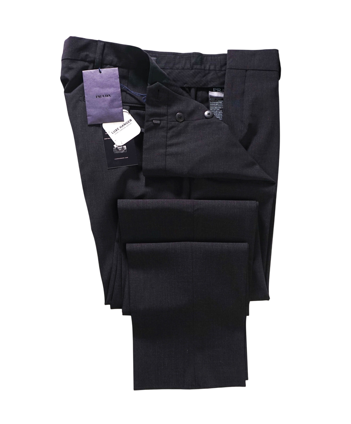 $1,420 PRADA - Dark Gray Wool Pants - 36W