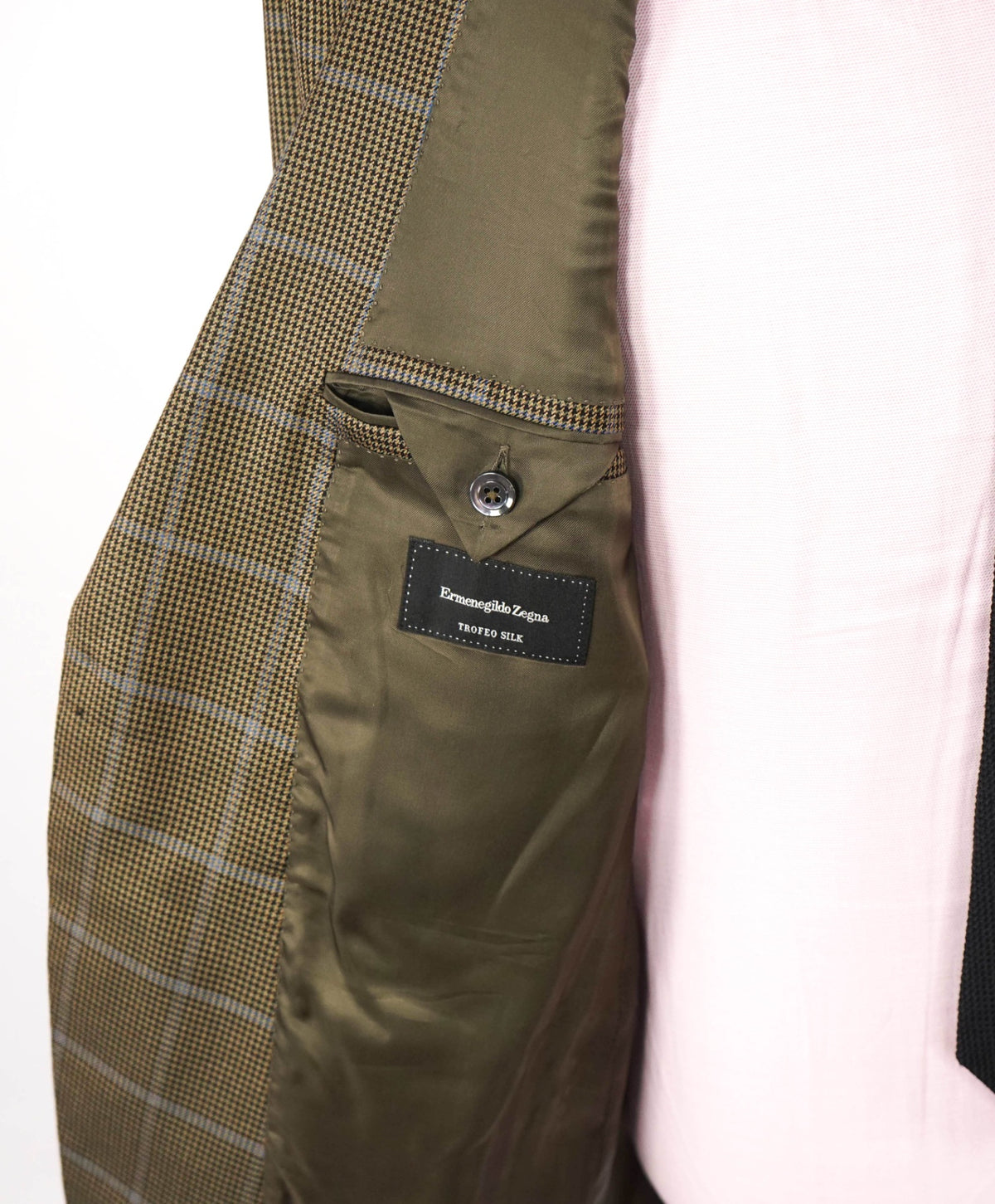 ZEGNA - Green/Brown Windowpane TROFEO SILK Blazer - 44R