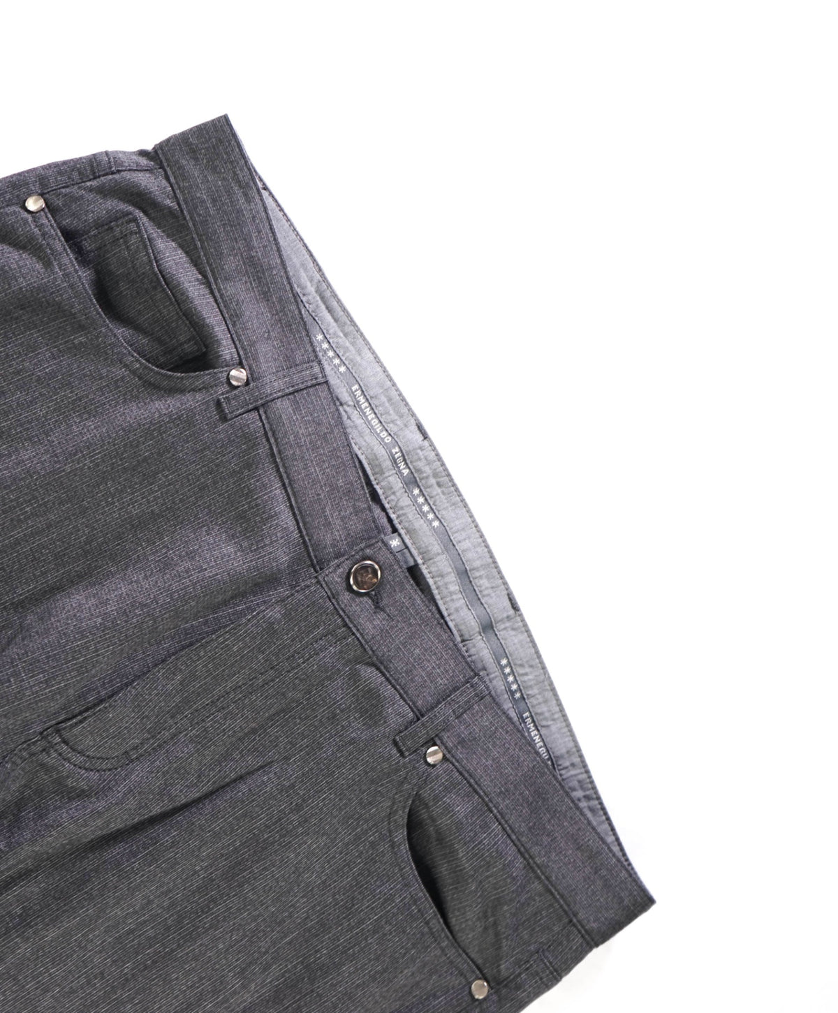 $695 ZEGNA - Dark Grey 5-Pocket Flannel Wool Pants - 40W