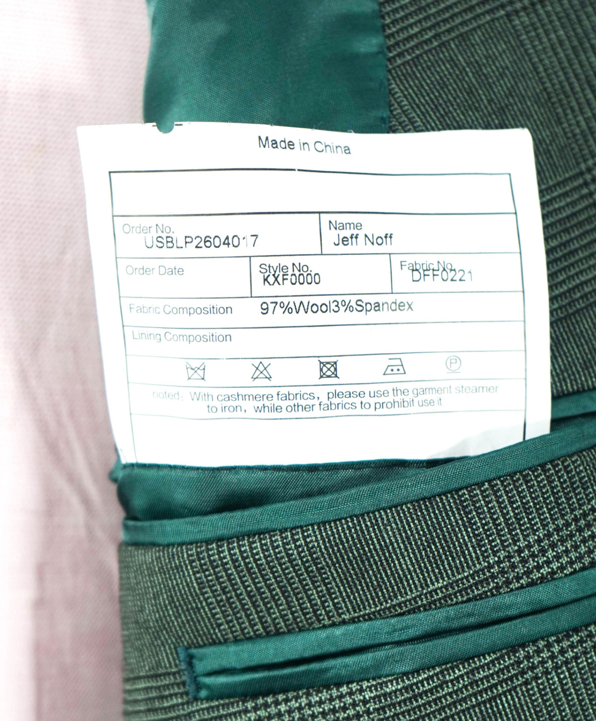 BACK LAWRENCE - Green Prince of Wales CANVASSED Blazer - 42R