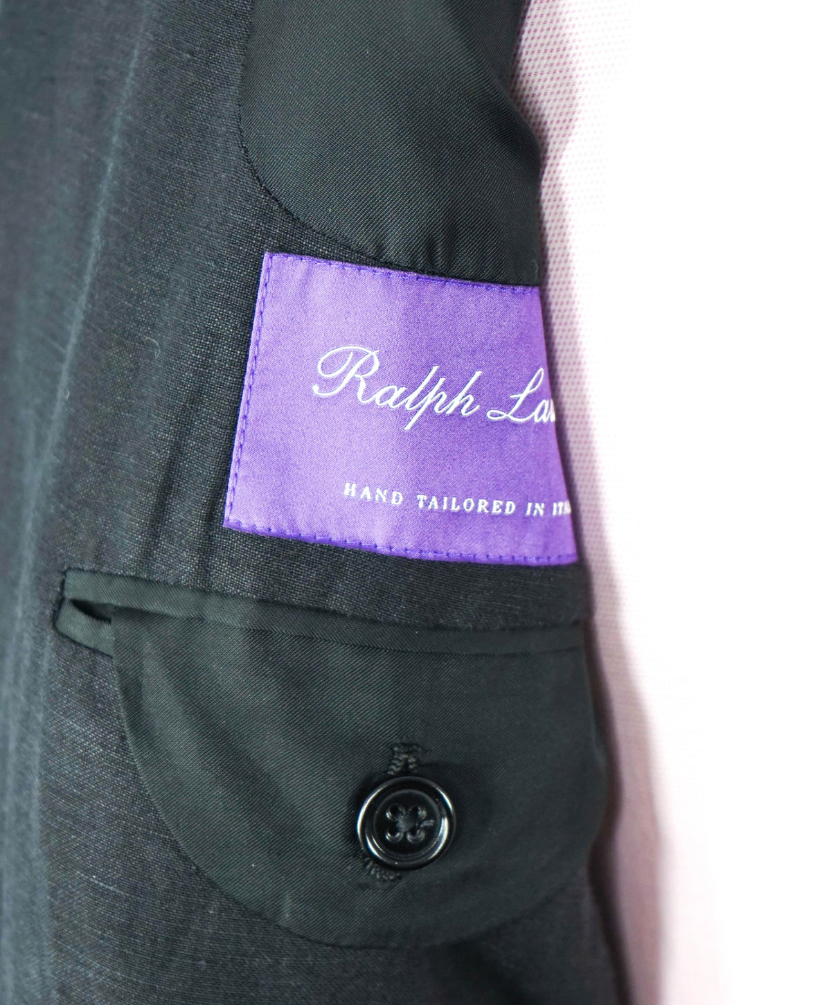 $2,995 RALPH LAUREN PURPLE LABEL - Black Linen/Silk Blazer - 46R