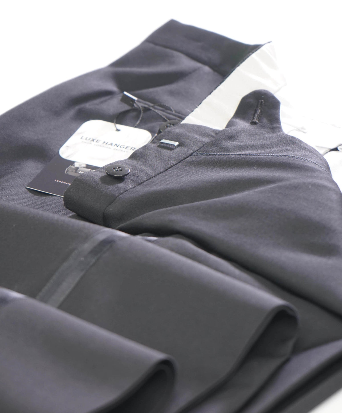 $1,295 BRIONI - Black Wool Tuxedo Pants - 40W