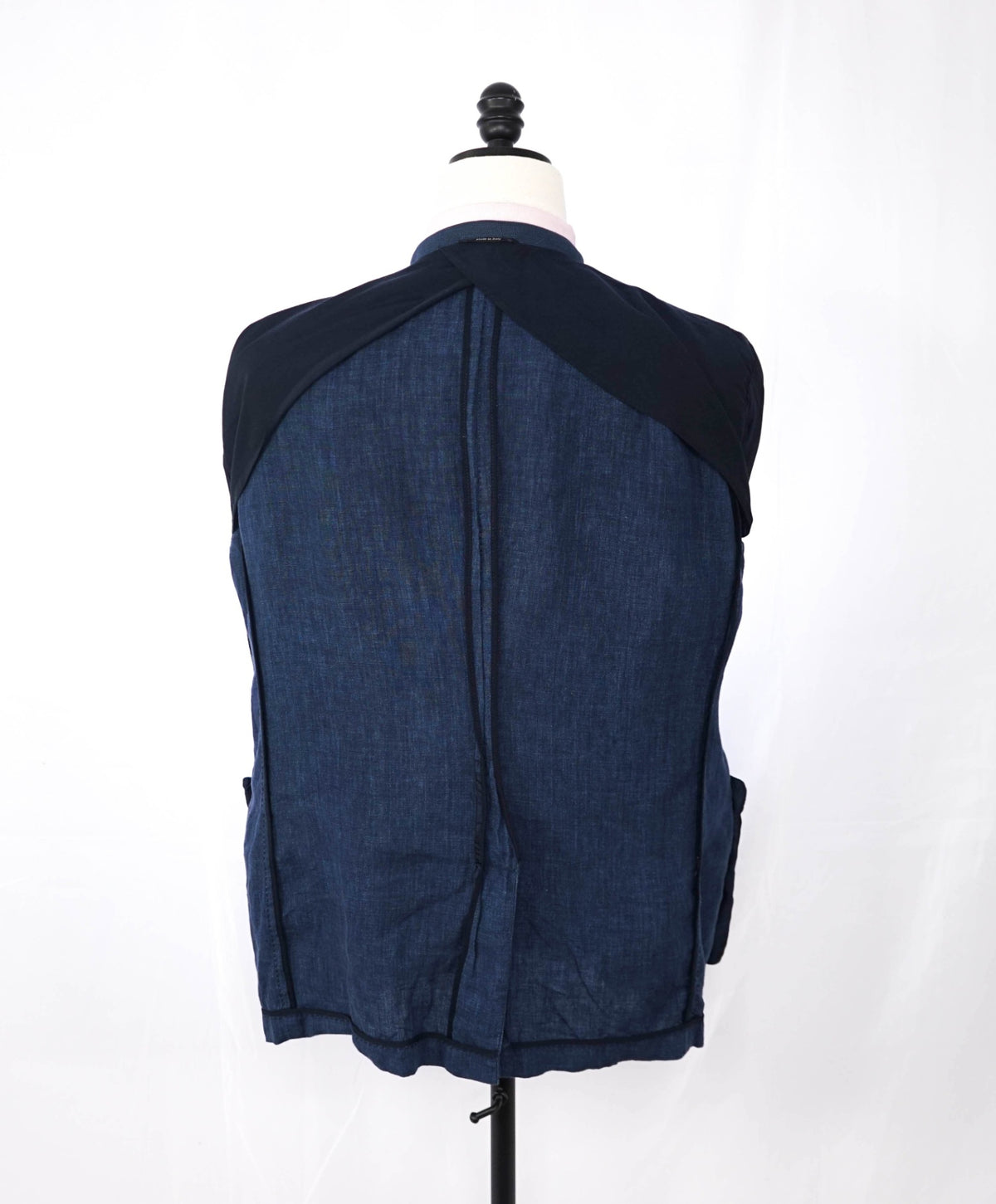 $3,750 ZEGNA - Blue Washed Distressed Pure Linen Blazer - 46R