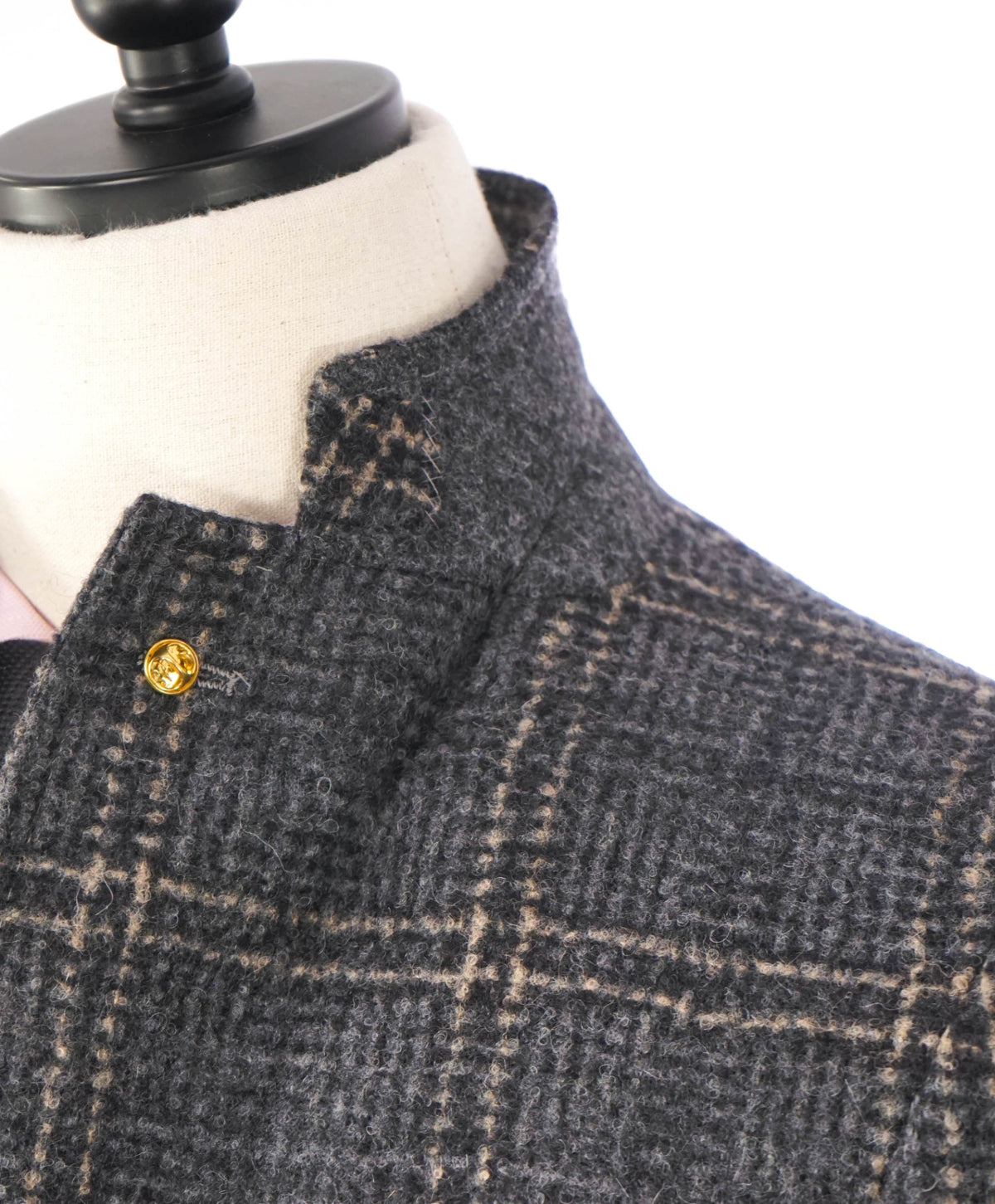 $4,500 ISAIA - Gray Plaid Wool/Lama Sport Coat - 36R