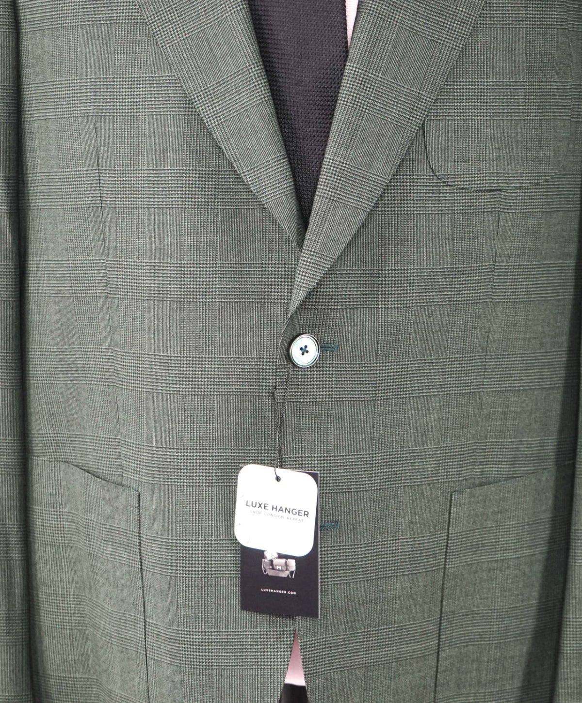 BACK LAWRENCE - Green Prince of Wales CANVASSED Blazer - 42R