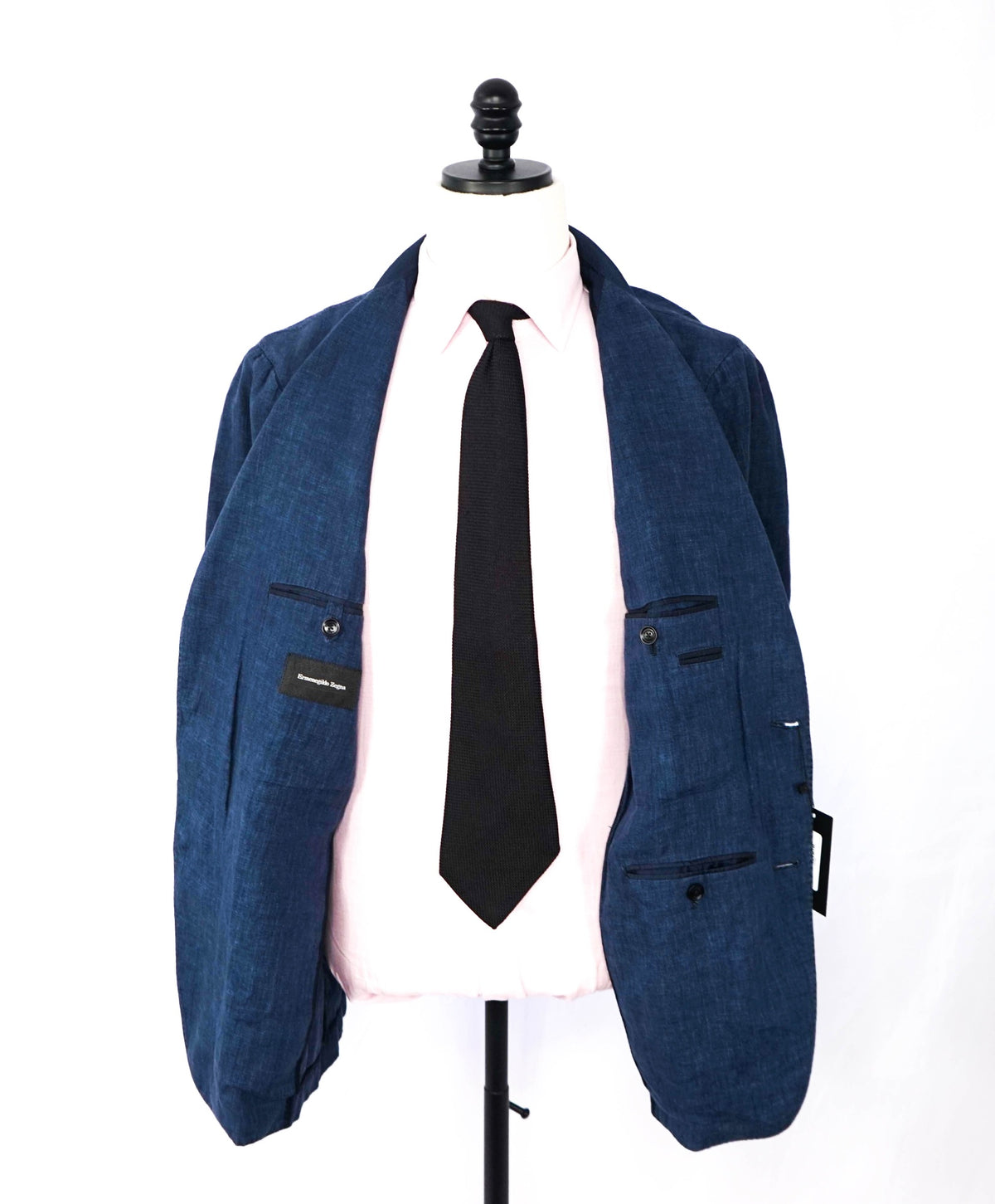 $3,750 ZEGNA - Blue Washed Distressed Pure Linen Blazer - 46R