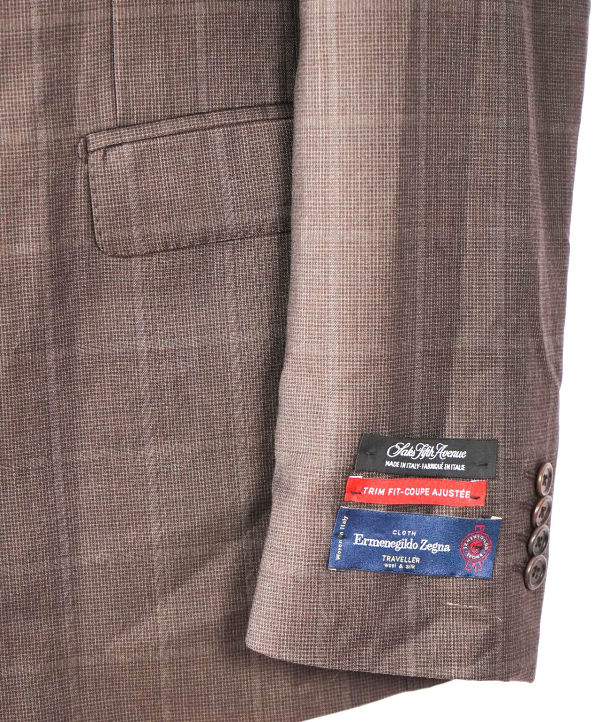 $1,295 ZEGNA For SFA - Traveller Wool/Silk Brown Blazer - 40S