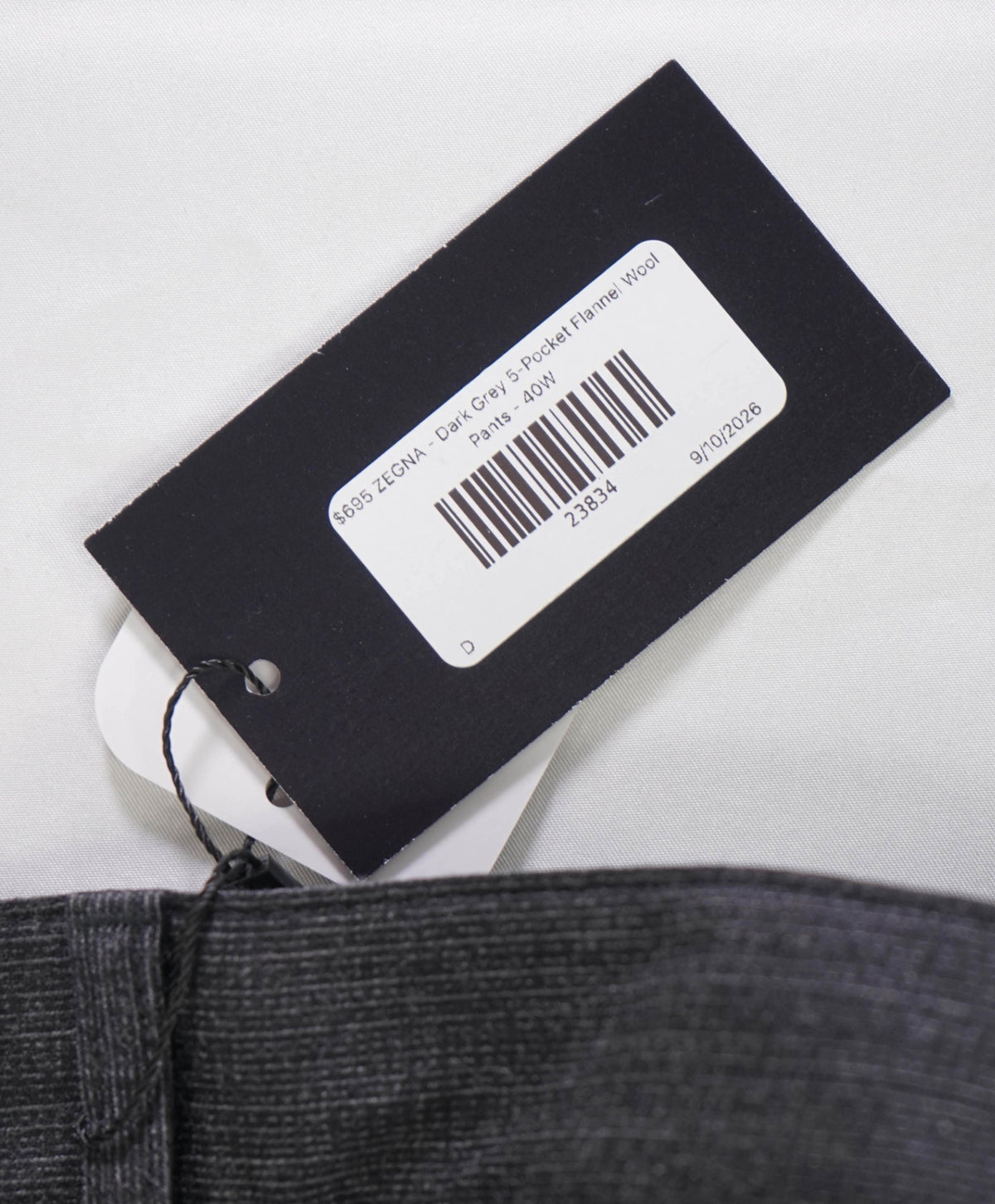 $695 ZEGNA - Dark Grey 5-Pocket Flannel Wool Pants - 40W