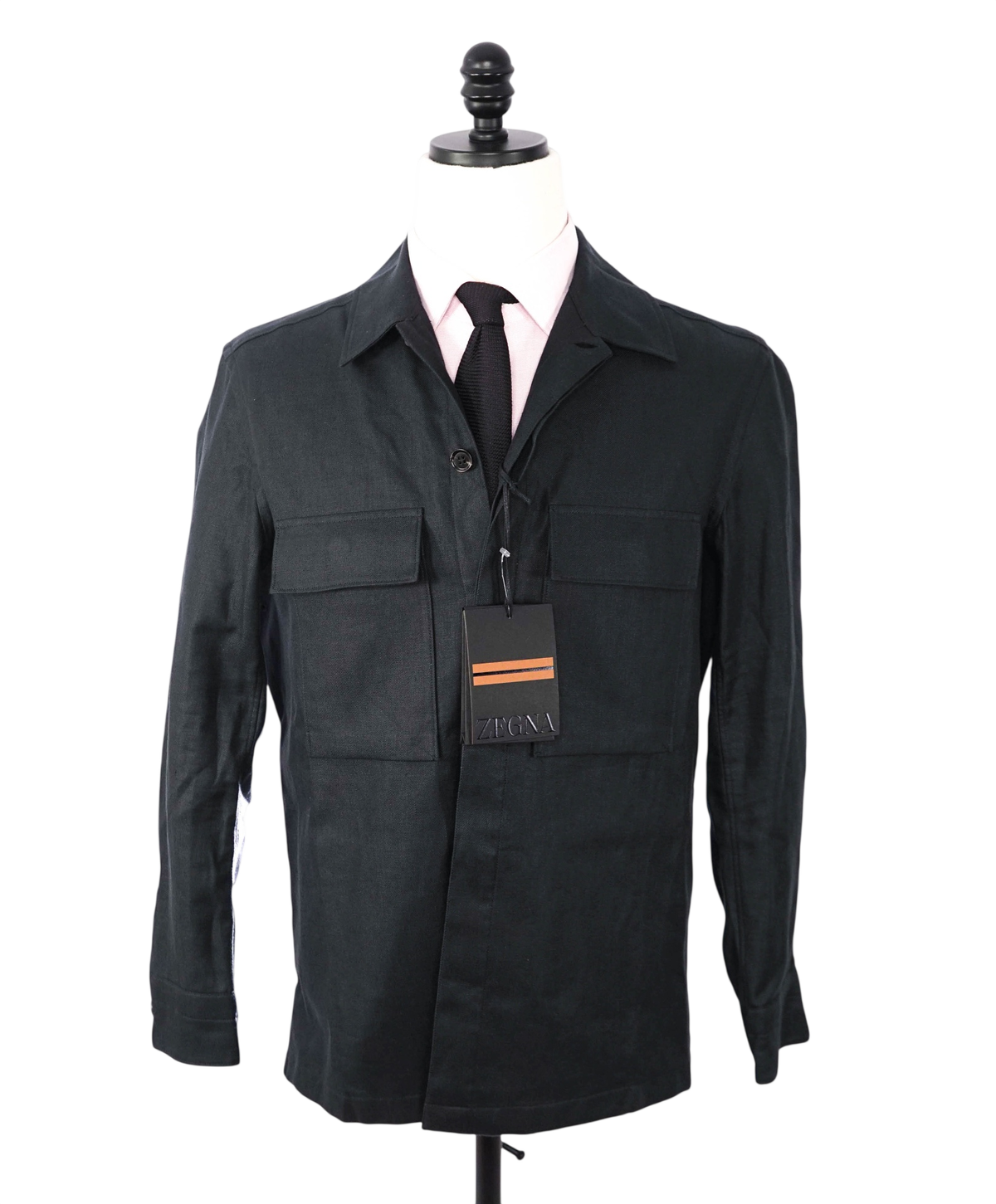 $1,690 ZEGNA - OASI Black Linen Over Shirt Chore Jacket -  S