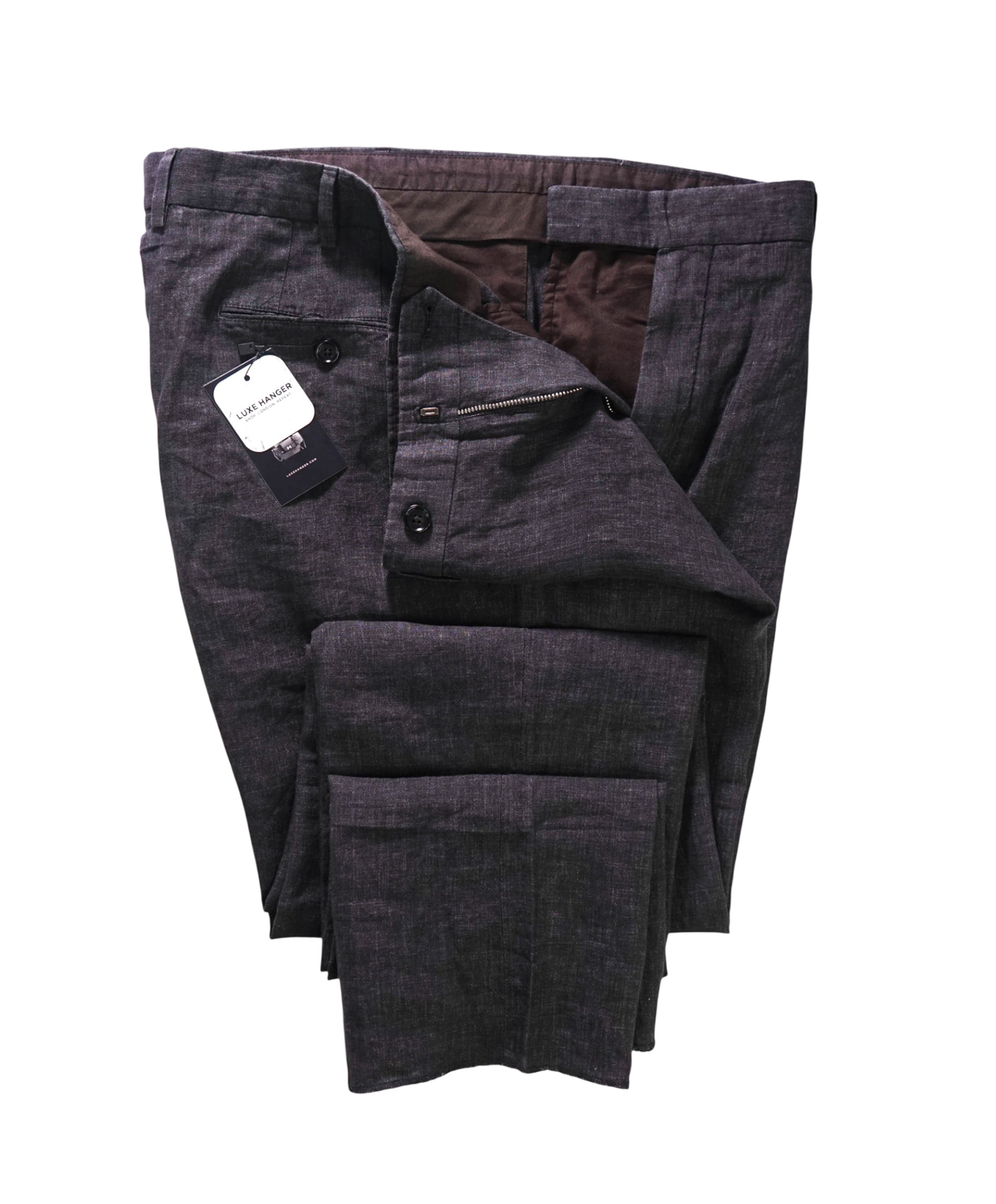 $895 ZEGNA - Dark Gray PURE LINEN Pants - 41W