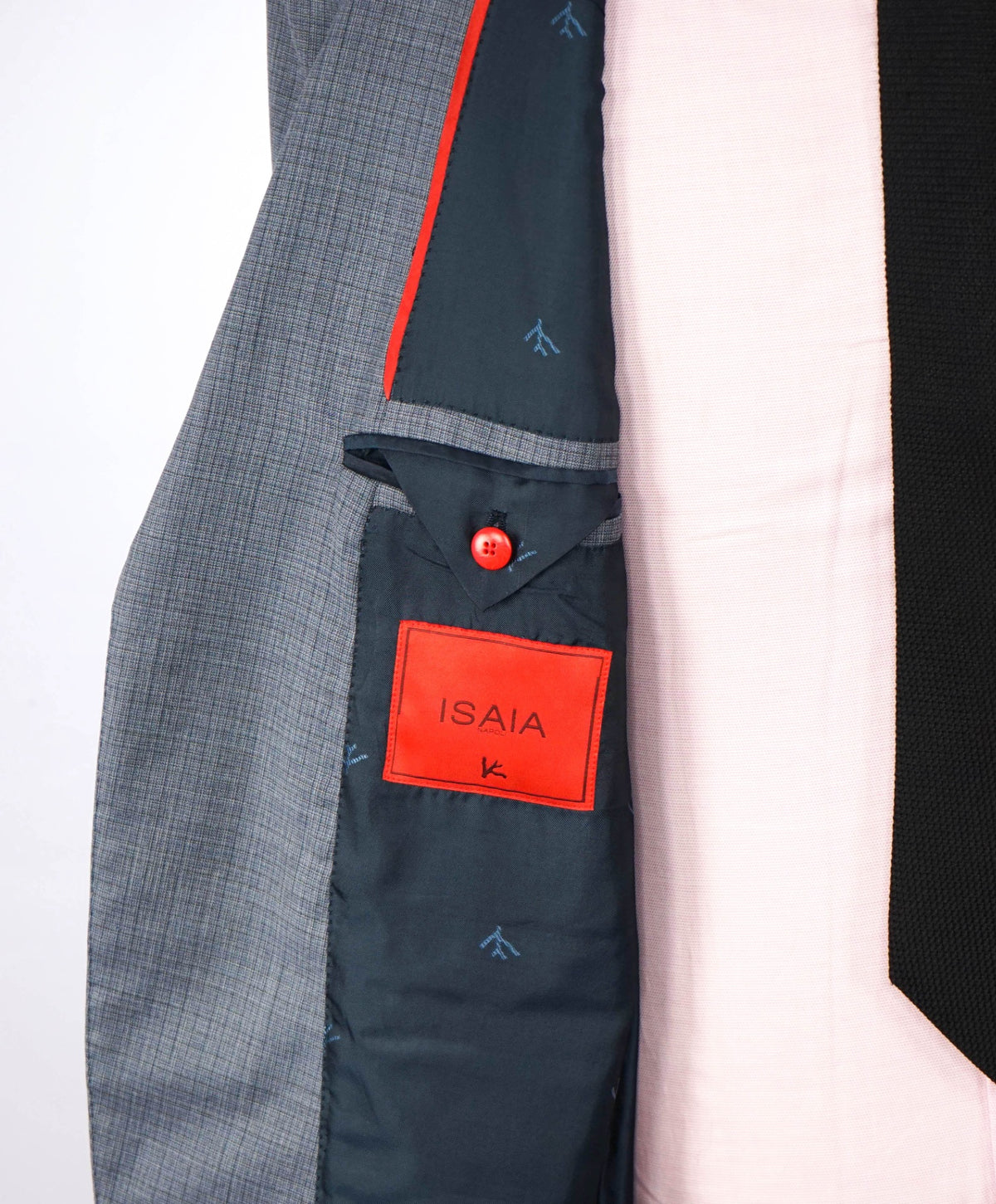 $3,295 ISAIA - Steel Blue Check Wool Blazer - 44R