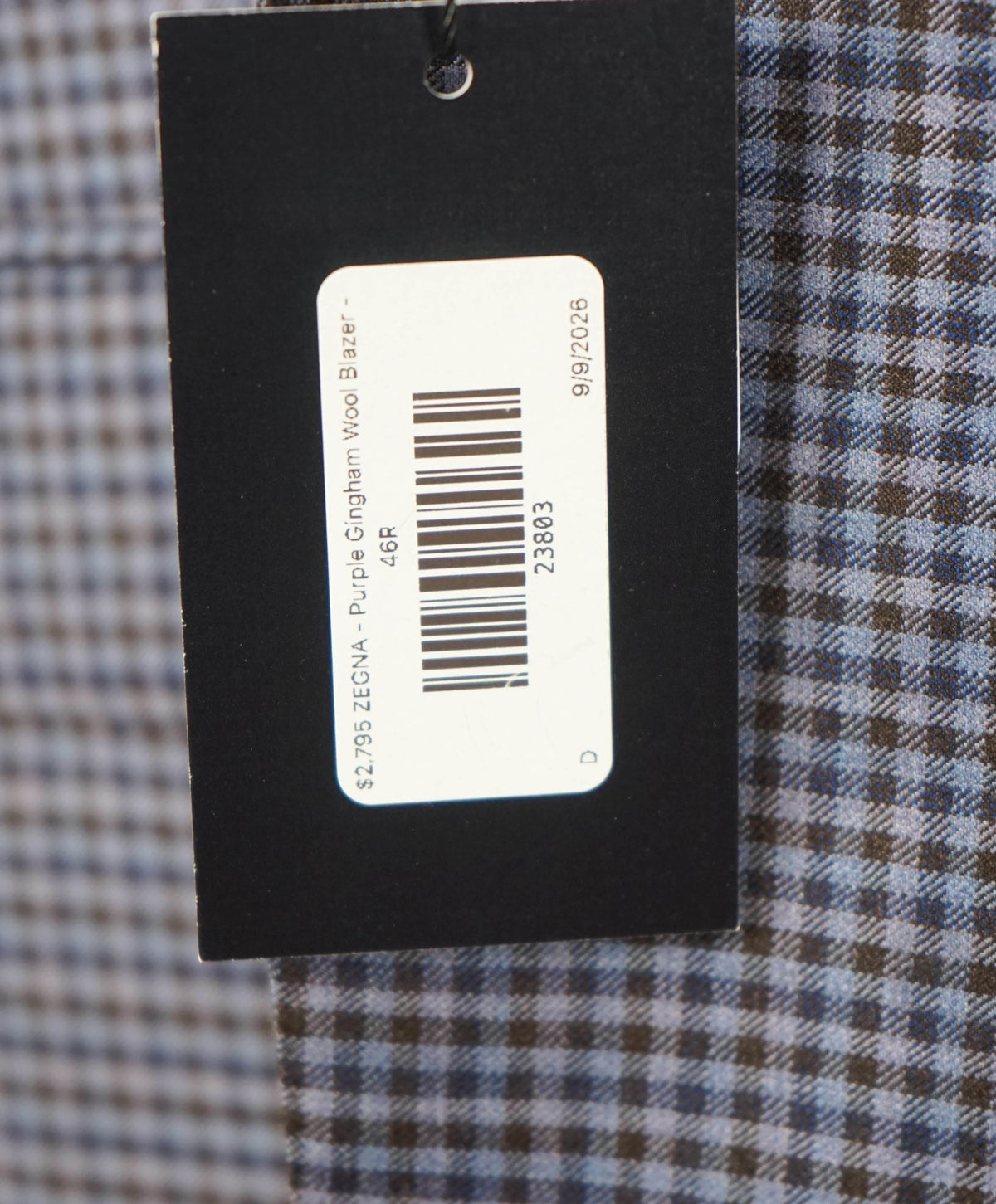 $2,795 ZEGNA - Blue Purple Gingham Wool Blazer - 46R