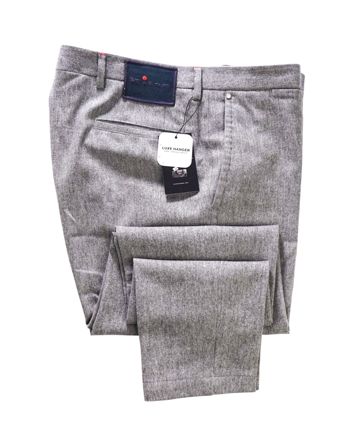 $1,995 KITON - Gray Flannel Skinny Wool Dress Pants - 37W