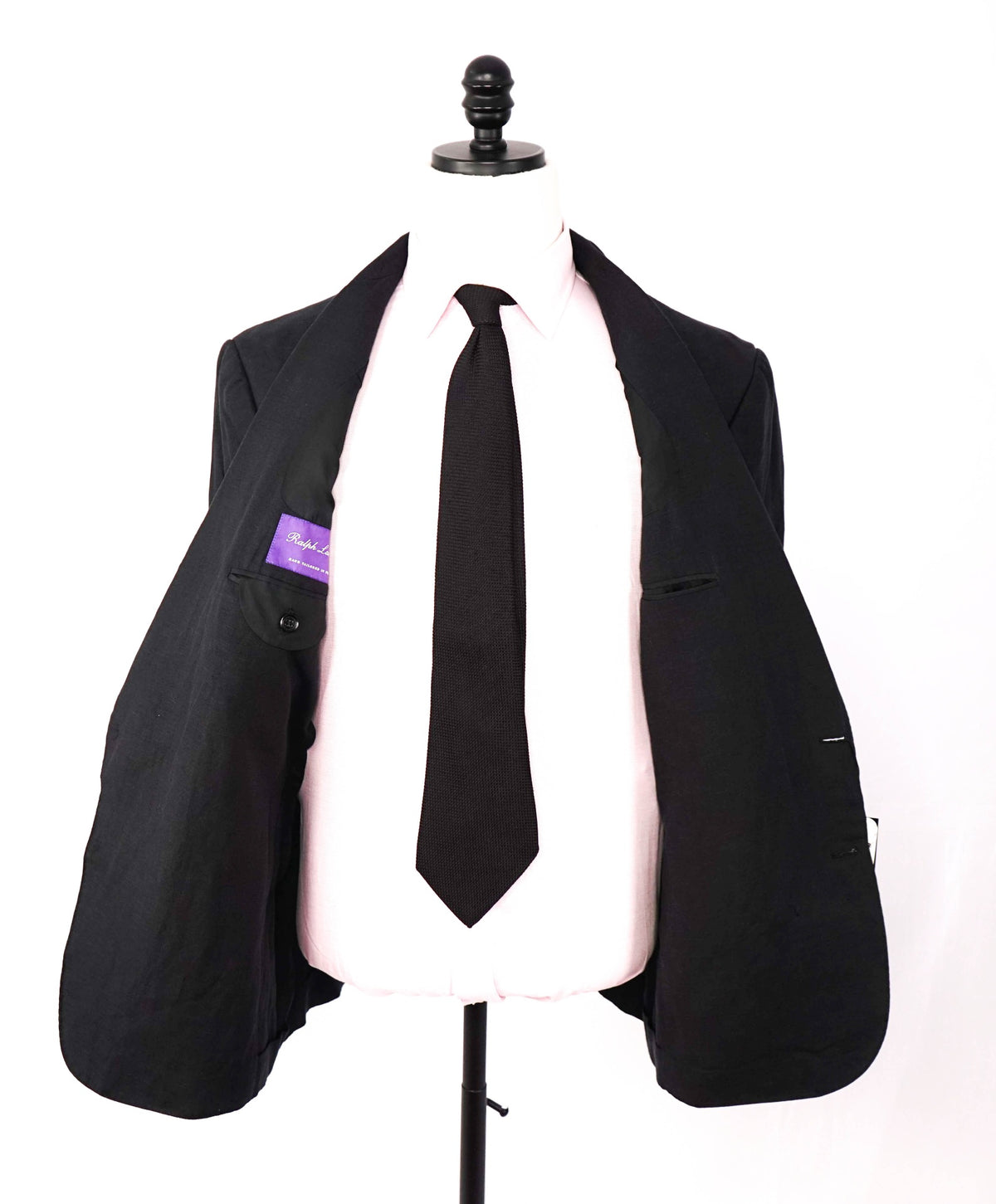 $2,995 RALPH LAUREN PURPLE LABEL - Black Linen/Silk Blazer - 46R