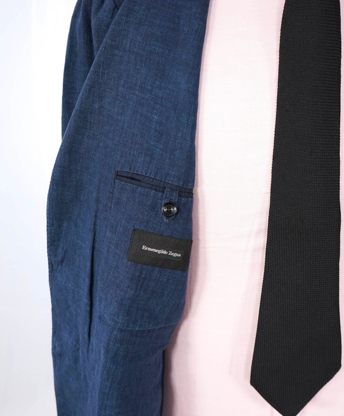 $3,750 ZEGNA - Blue Washed Distressed Pure Linen Blazer - 46R