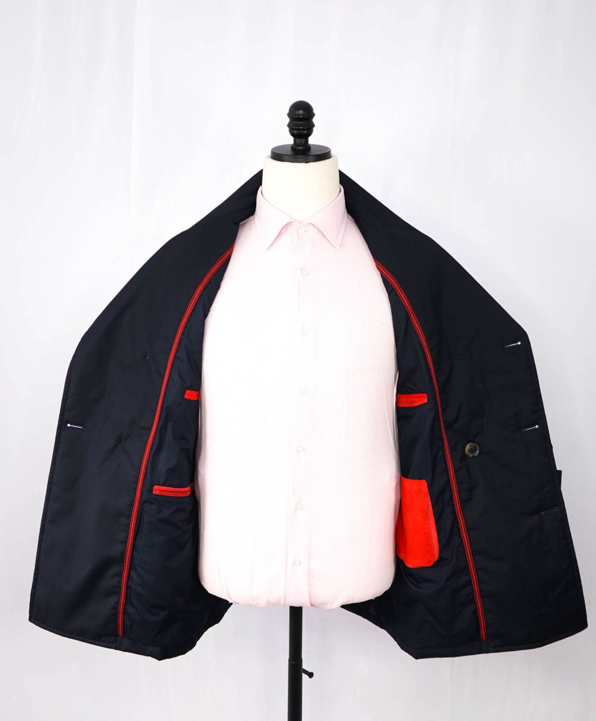 $6,200 ISAIA - Navy Blue Wool Double Breasted Peacoat - 40R