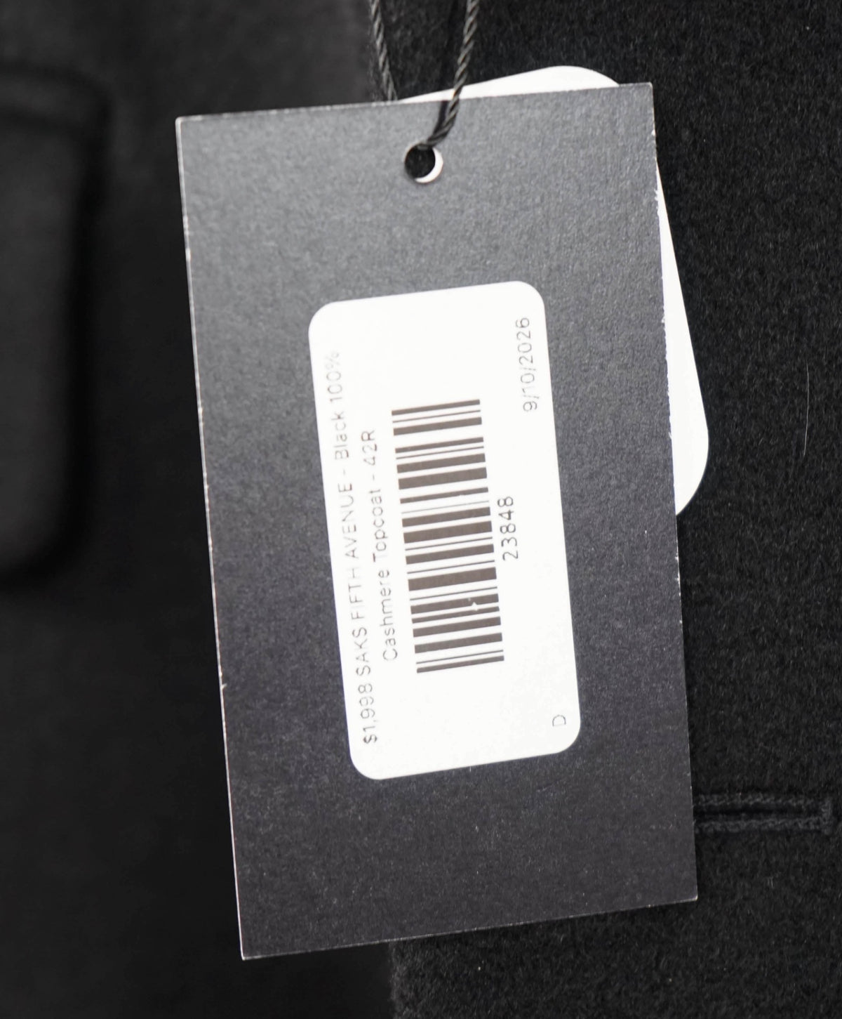 $1,998 LORO PIANA - SFA - Black 100% Pure Cashmere Topcoat - 42R